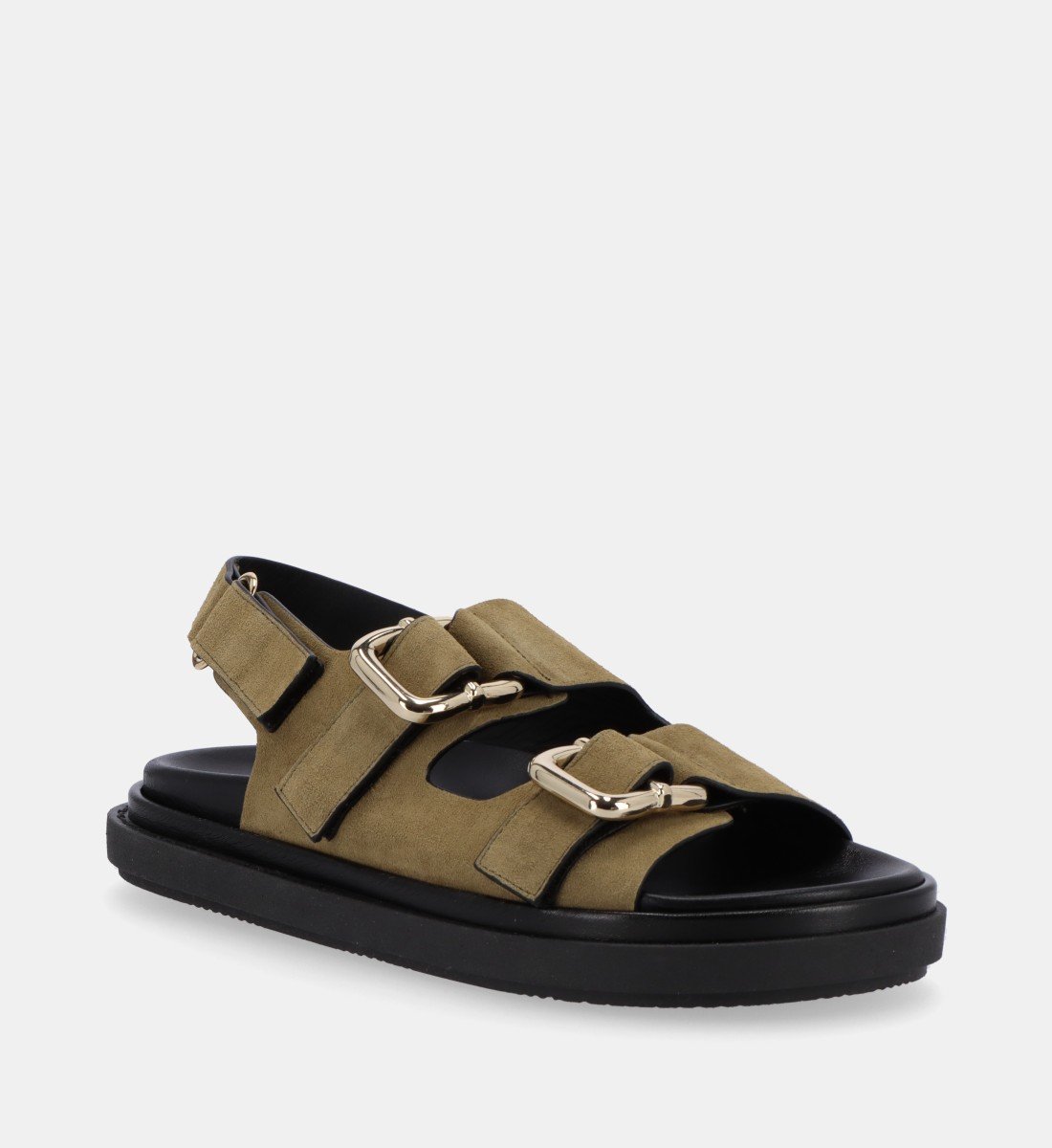 Aouda flat leather sandals Green