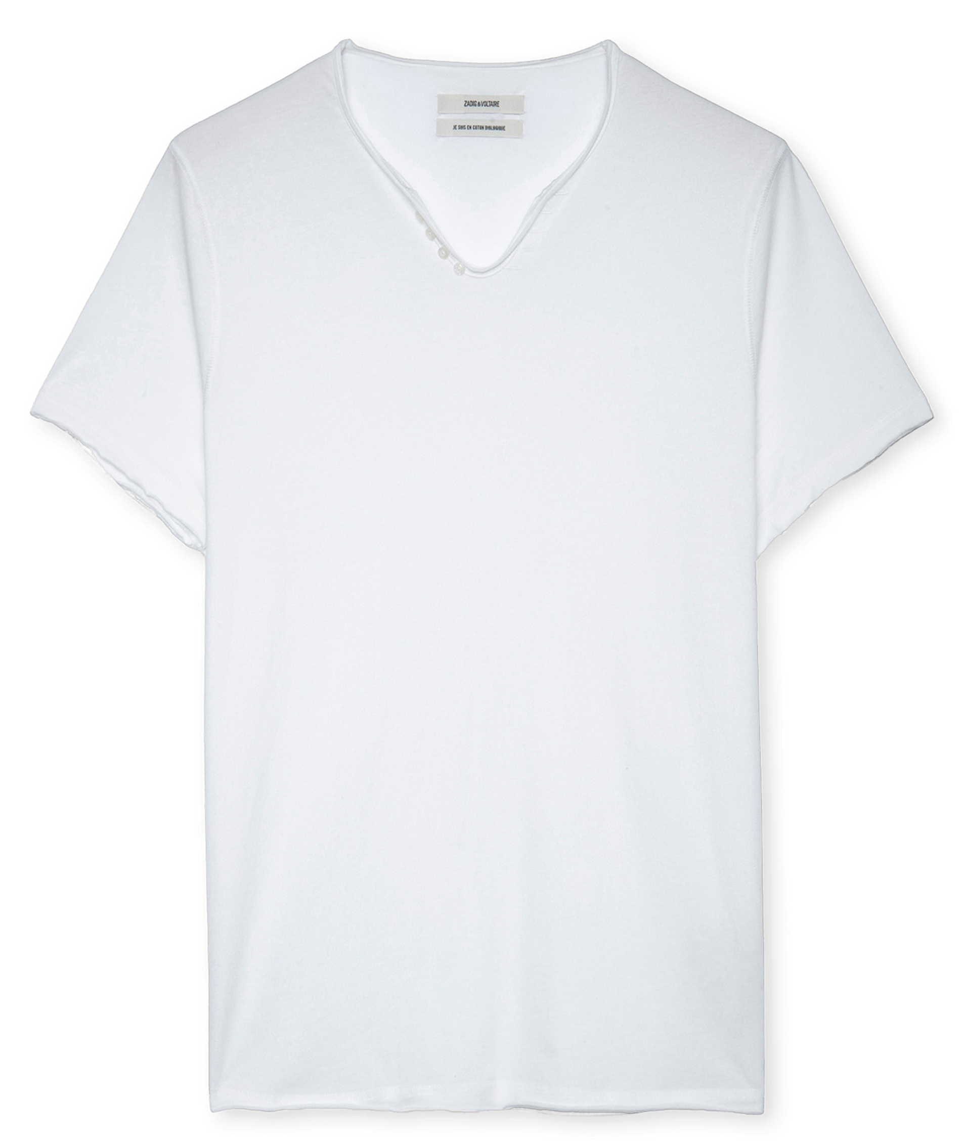Henley-T-Shirt aus Baumwolle, Regular Fit Weiss