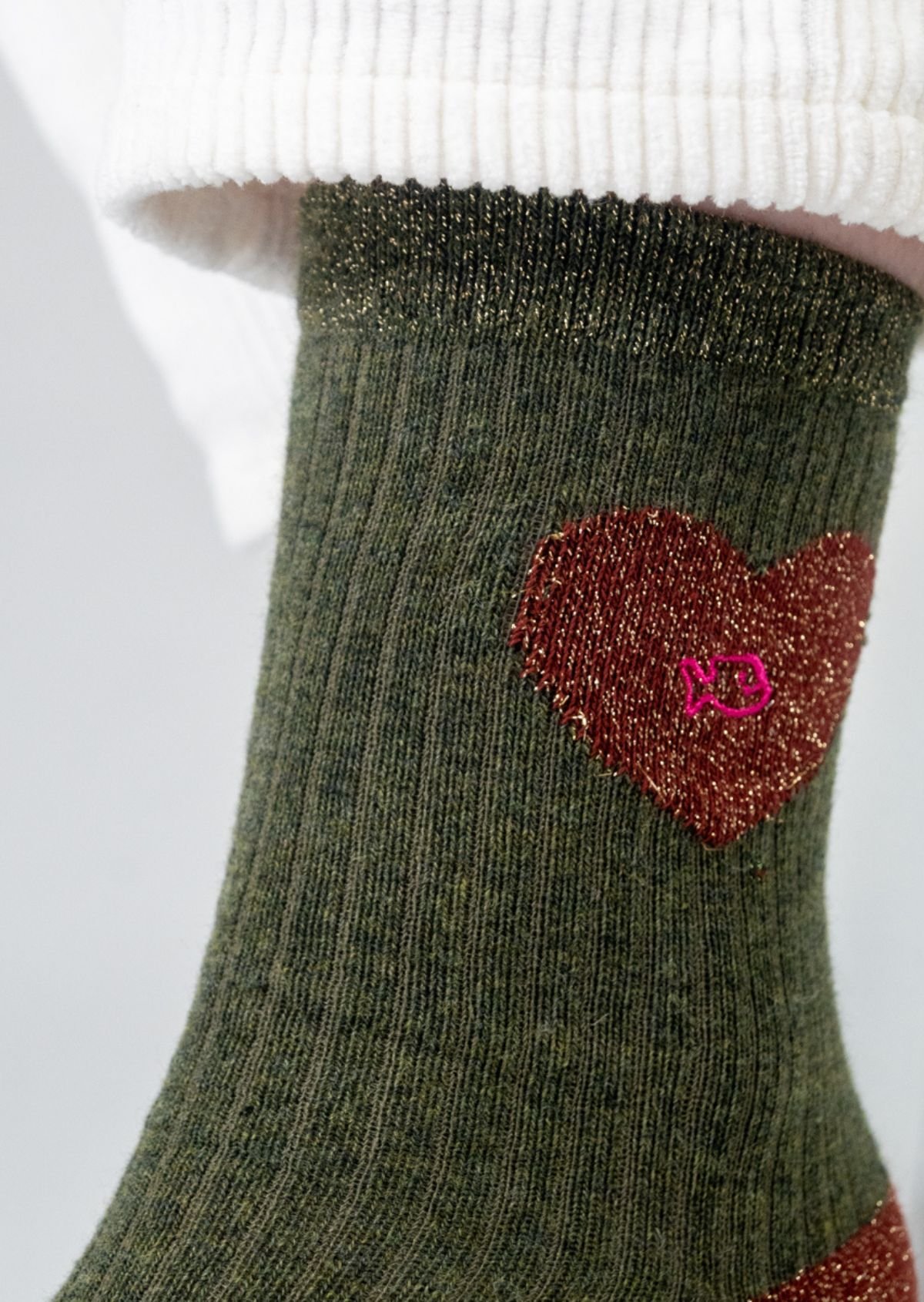 Combed cotton heart socks BILLYBELT Green