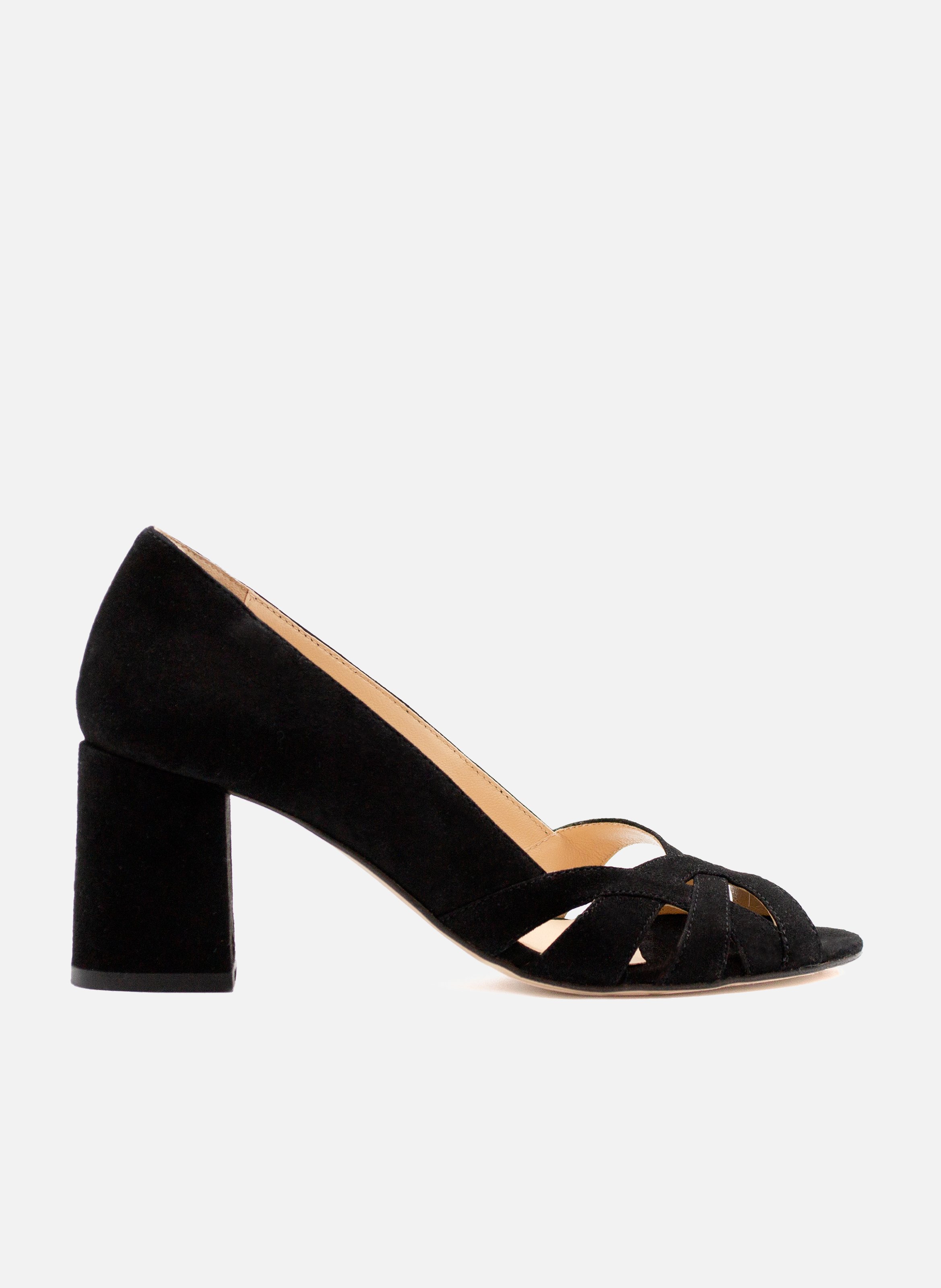 Suede Leather Cutout Pumps JULES & JENN Black