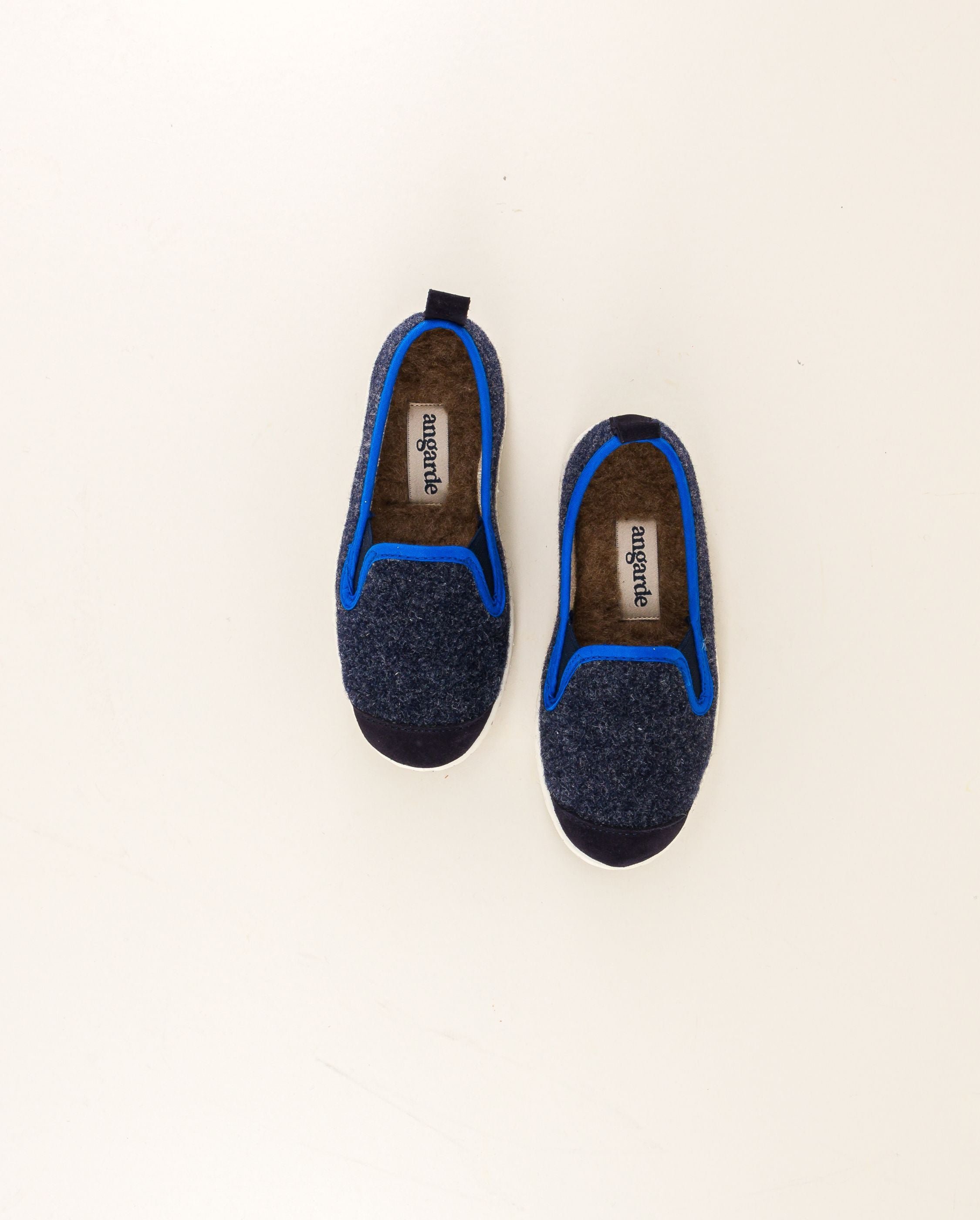 Child wool slipper, navy red ANGARDE Blue