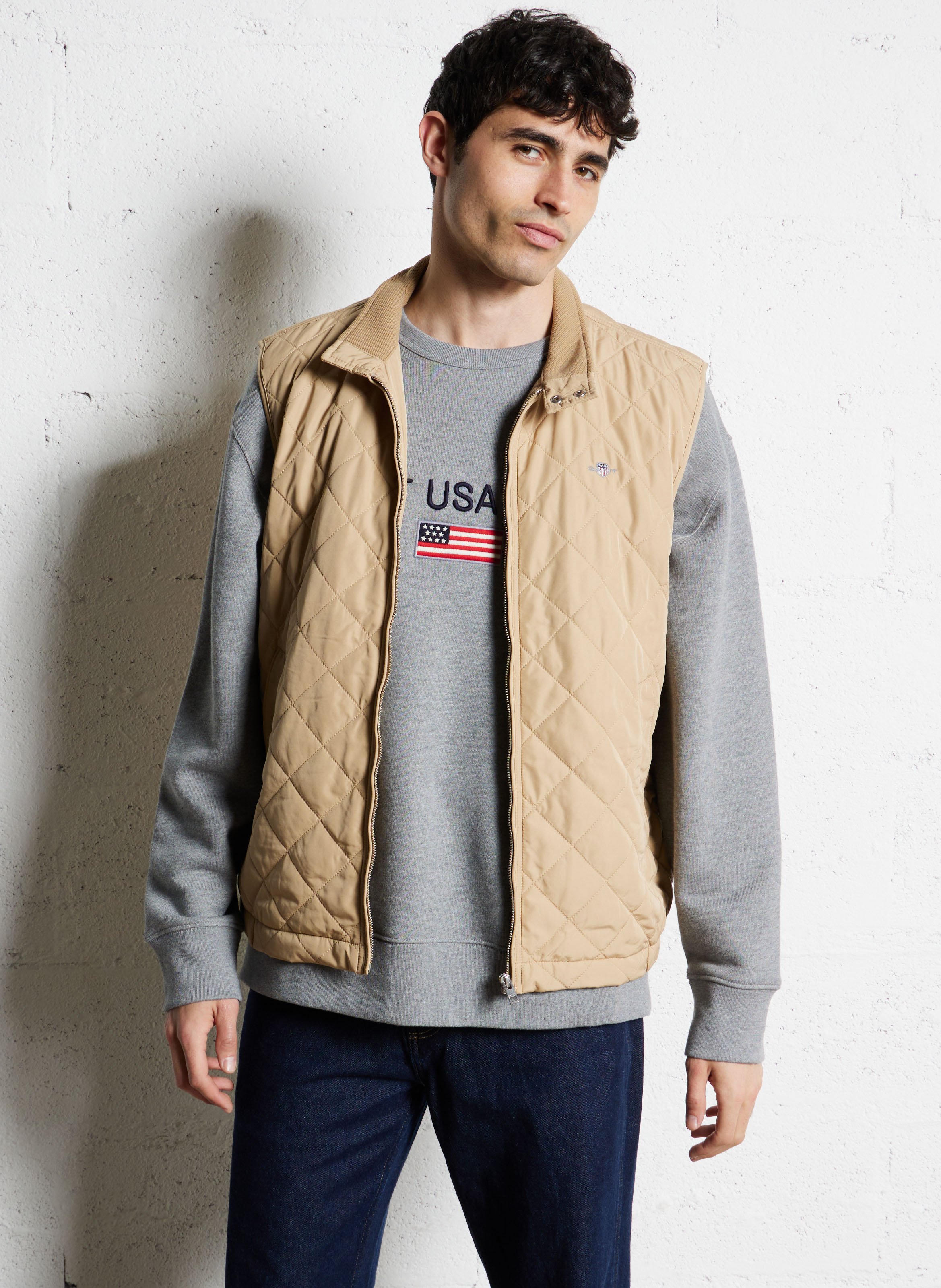 Quilted straight jacket with high collar GANT Khaki