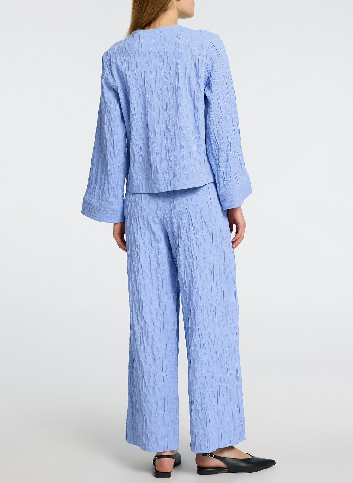 Pantalon large en coton mélangé SELECTED Bleu