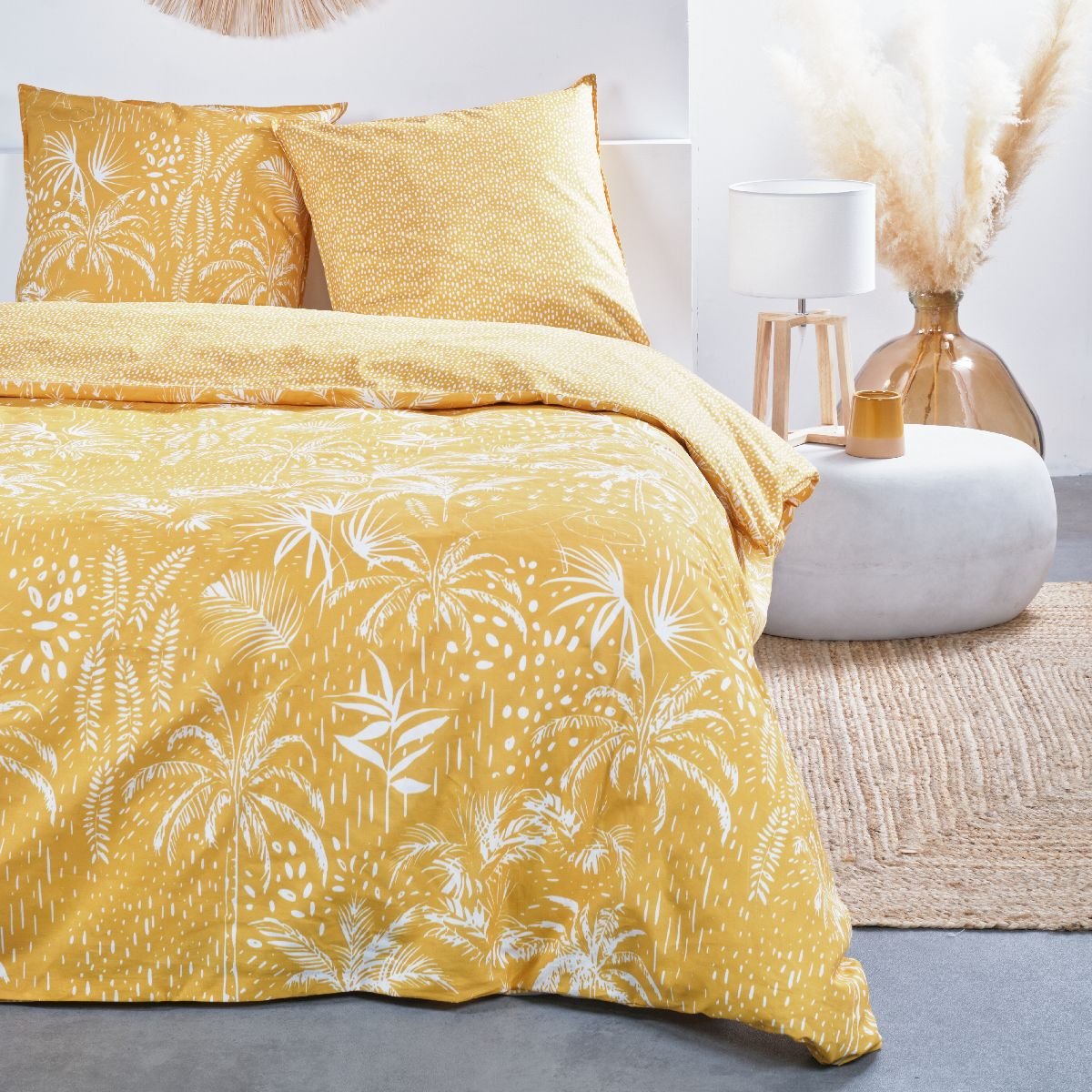 Printed cotton bed set TODAY LINGE DE MAISON Yellow