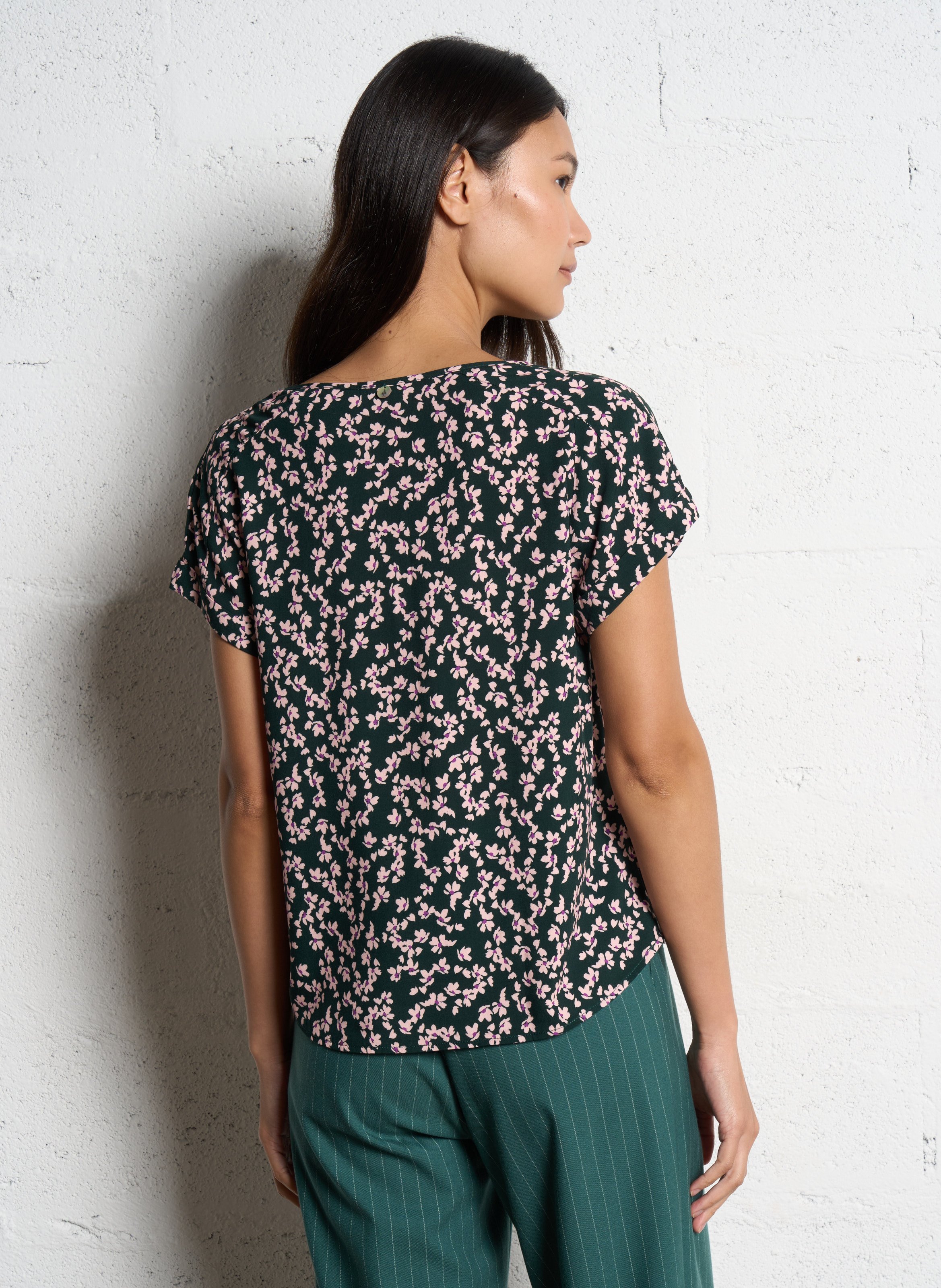 Zijden bedrukte T-shirt ONE STEP Groen