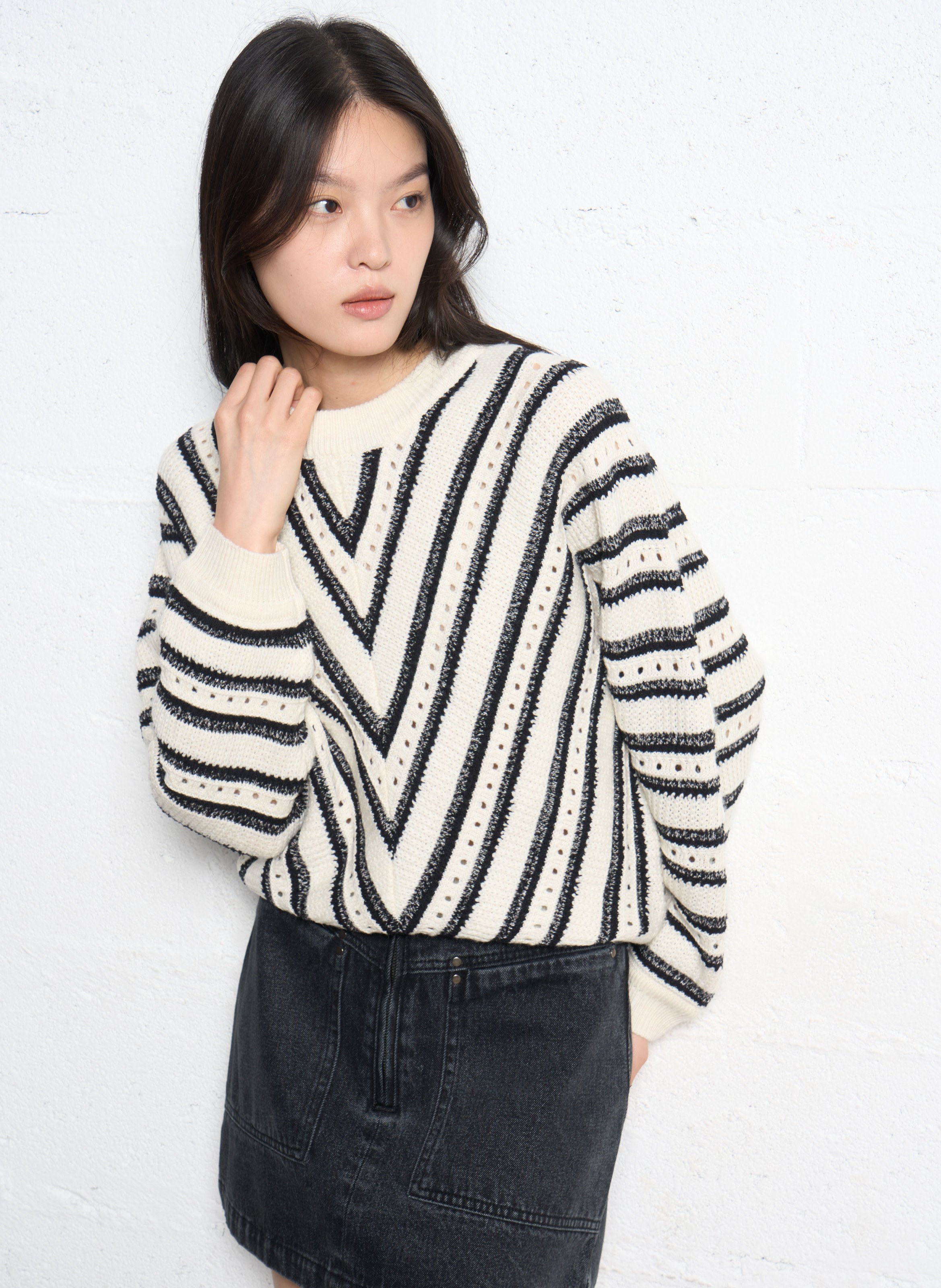 Pull oversize col rond SUNCOO Blanc