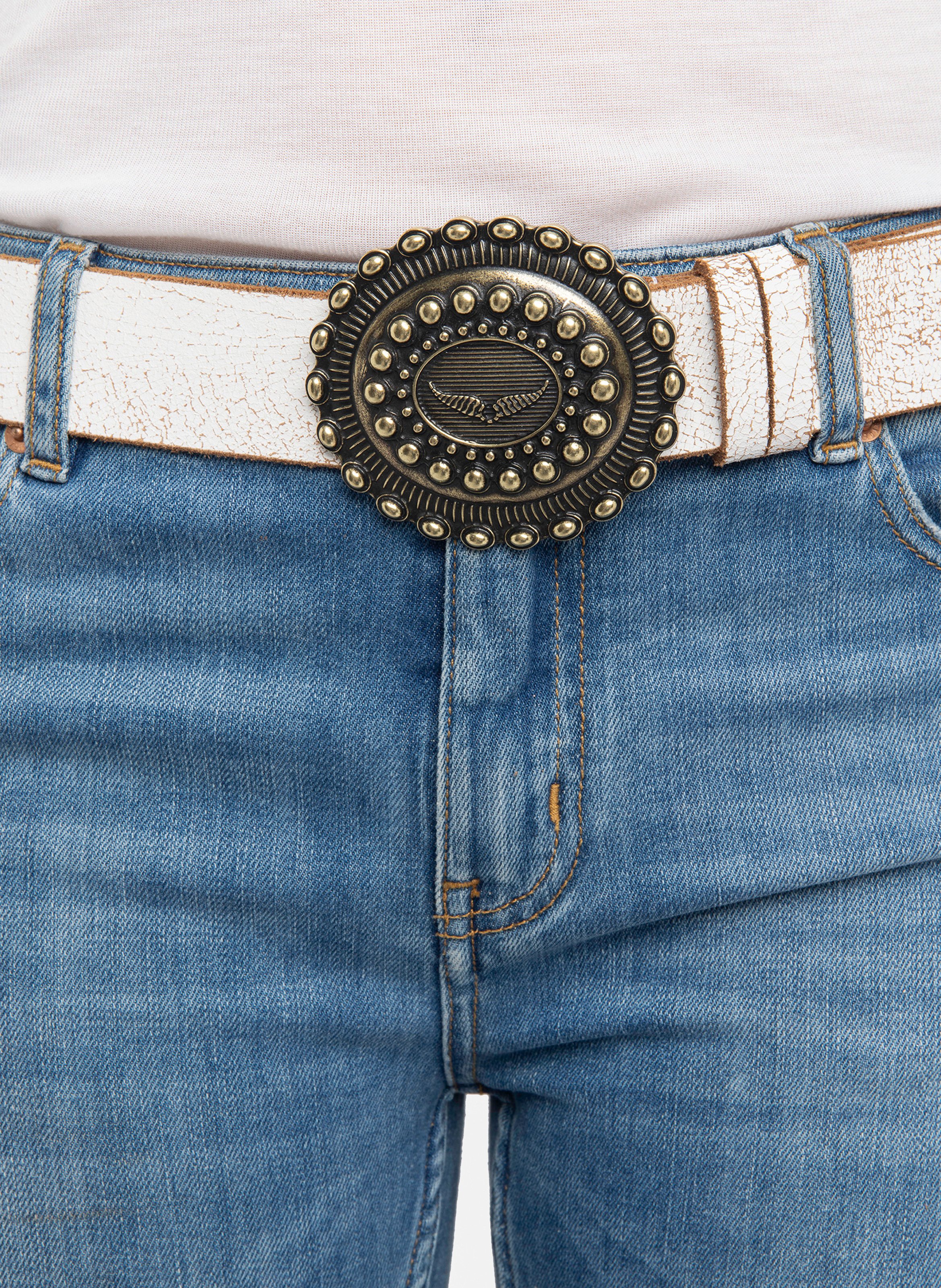 Ceinture stylé western en cuir ZADIG&VOLTAIRE Blanc