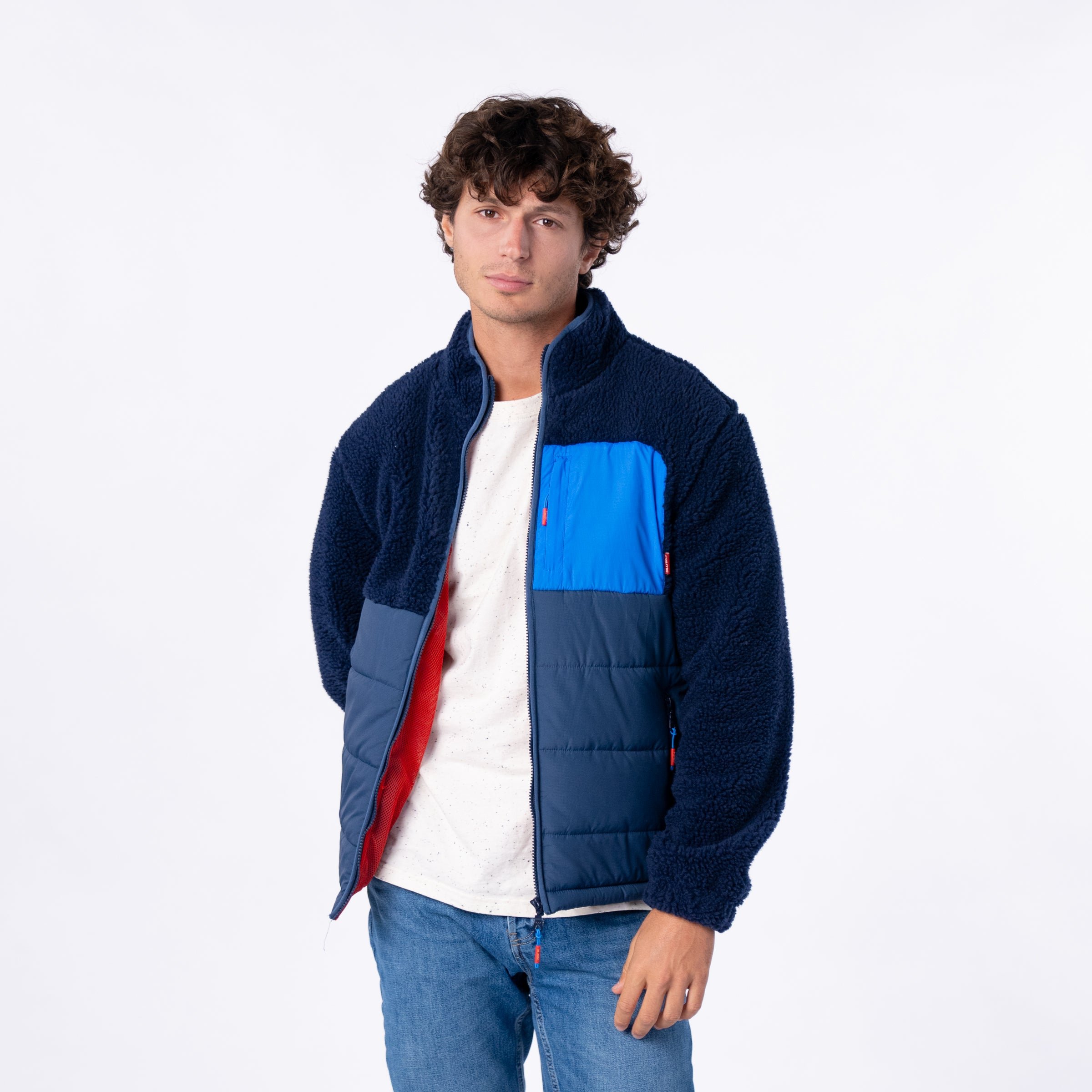 Sherpa bi-material jacket BILLYBELT Blue