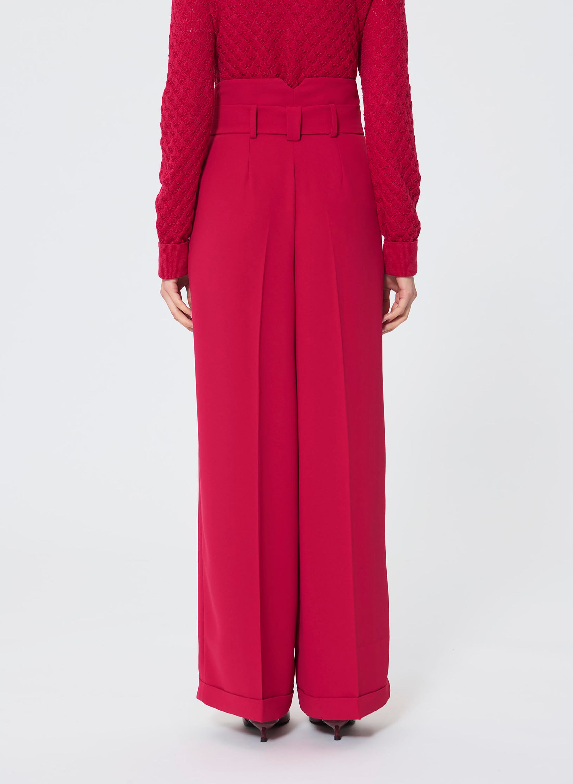 Hoge taille broek met ceintuur in effen kleur TARA JARMON Rood