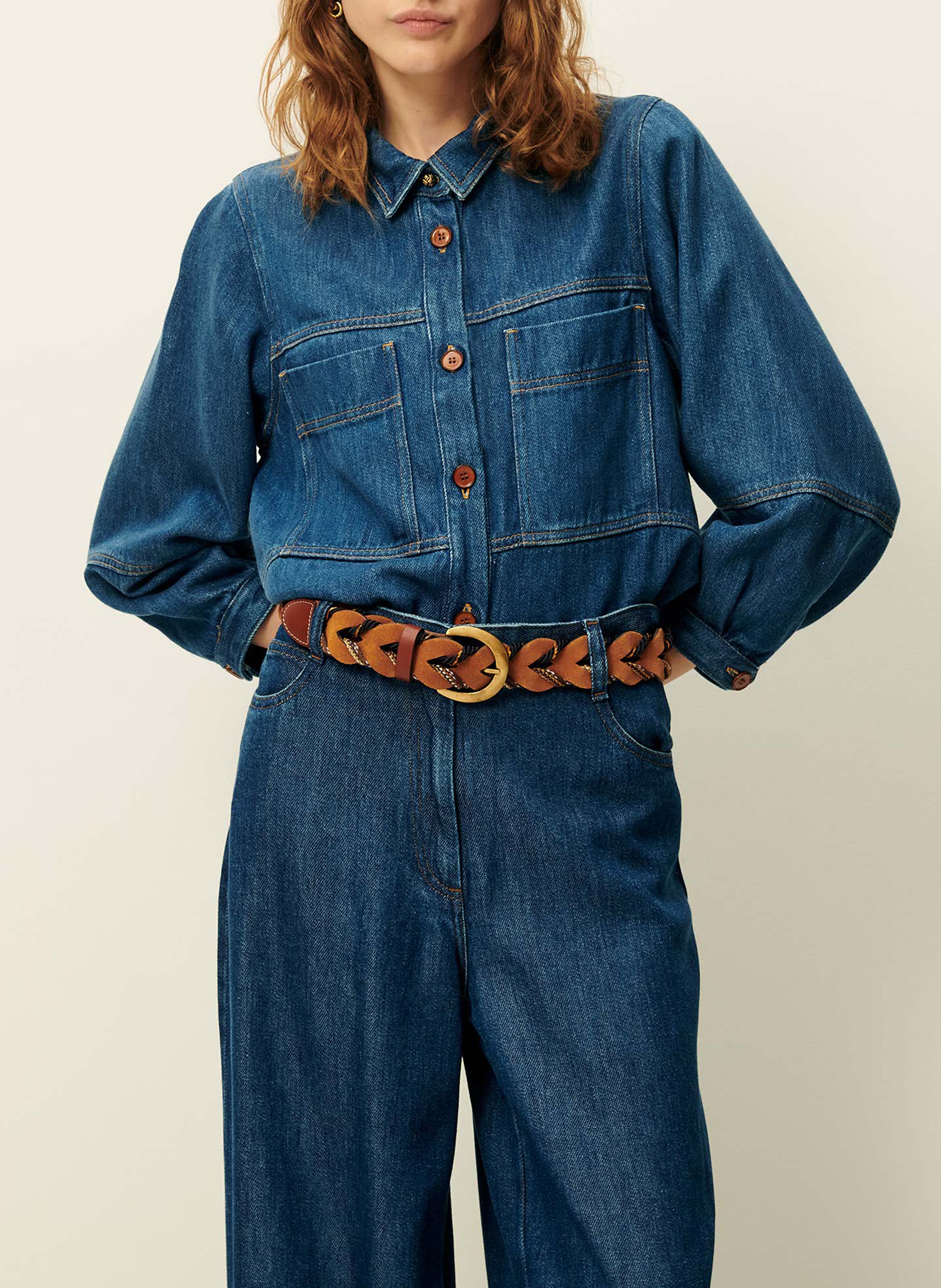 Denim jacket with classic collar SESSUN Blue