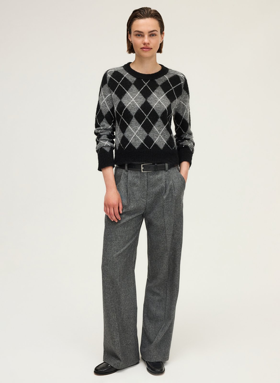 Declic wool-blend loose-fit trousers PABLO Grey