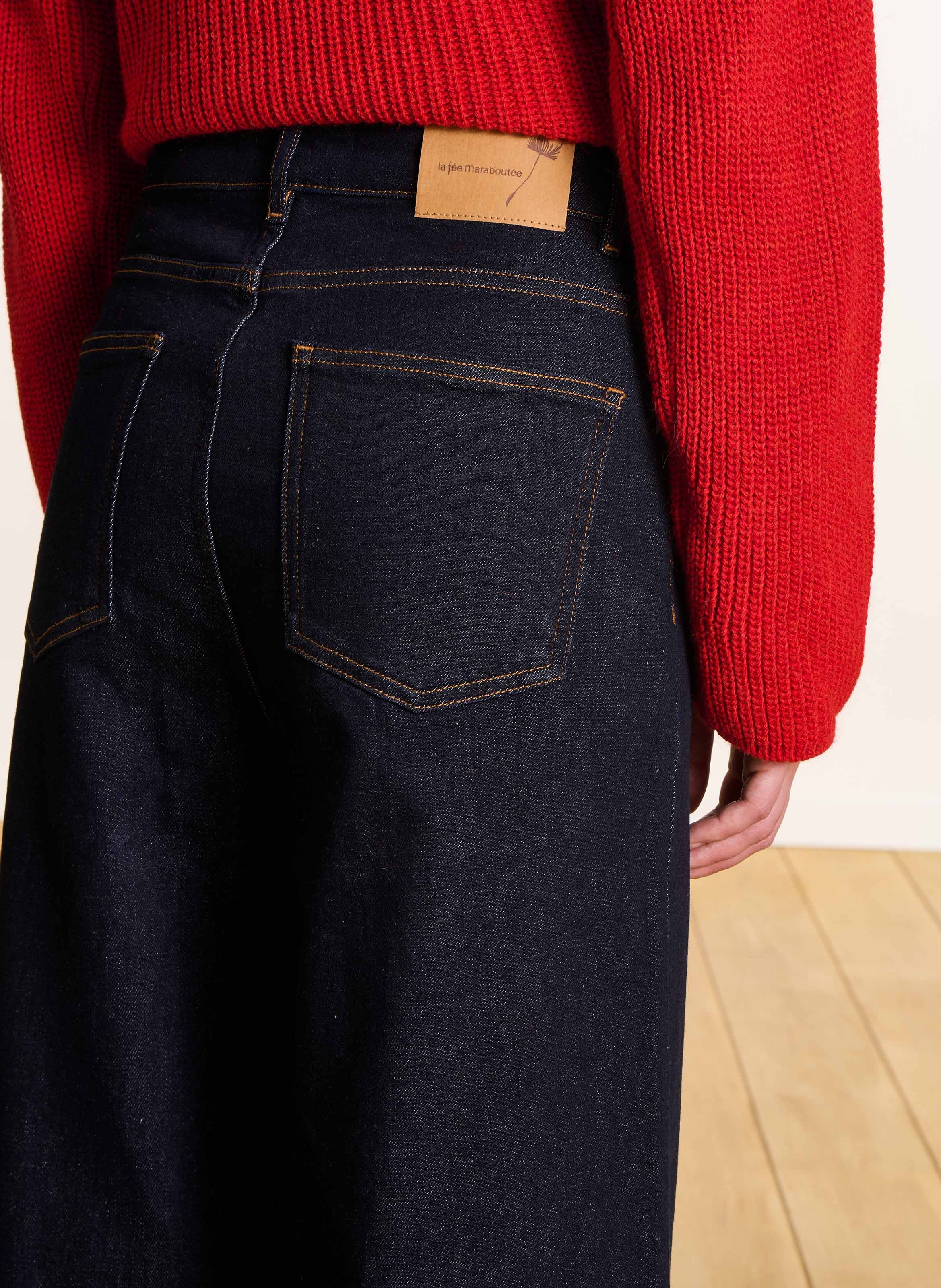 Jean cropped en coton bio mélangé LA FEE MARABOUTEE Bleu