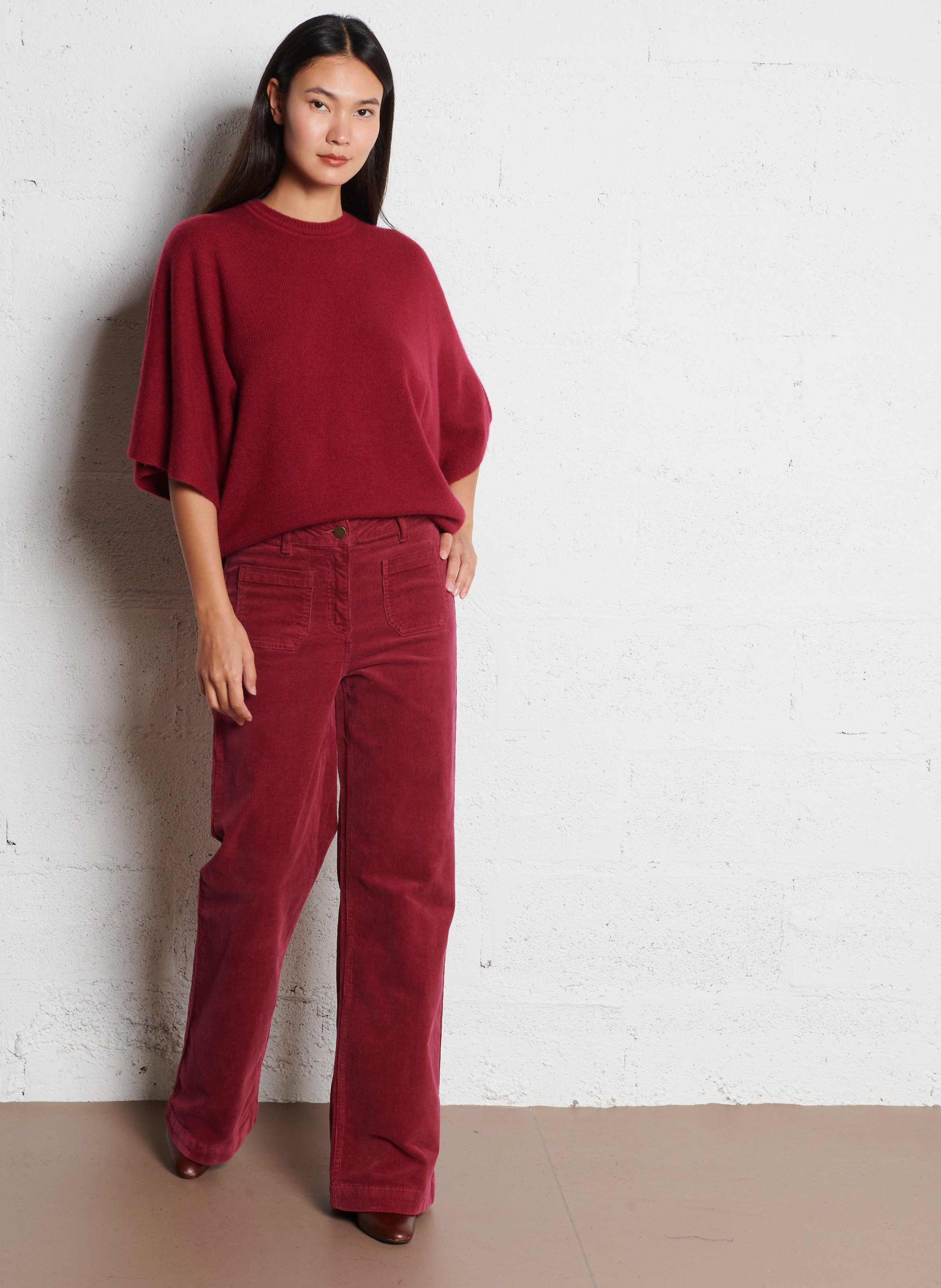Pull manches larges en cachemire MAISON 123 Rouge