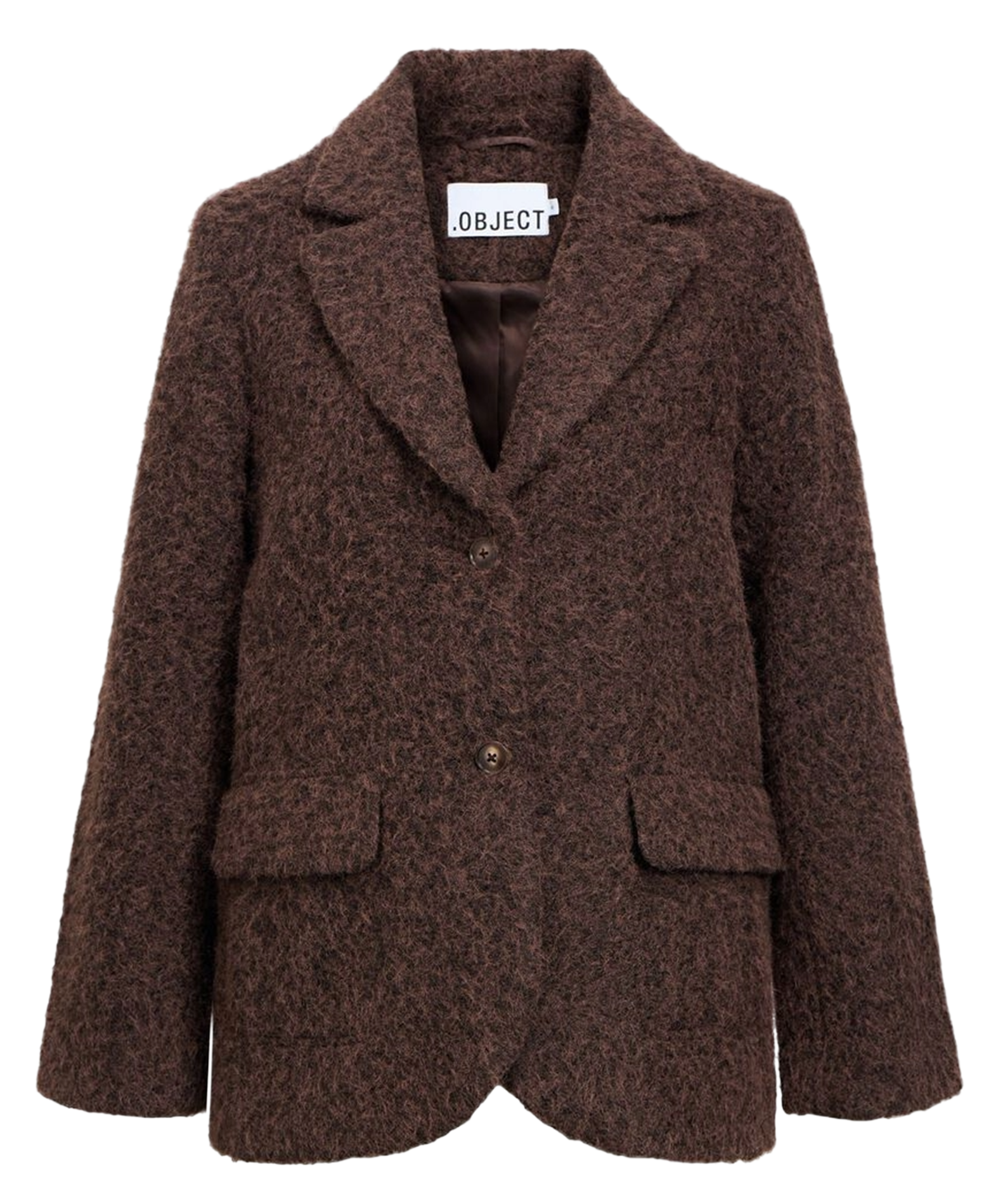 Rechte jas met kraag in gerecyclede gemengde vezels OBJECT Bruin