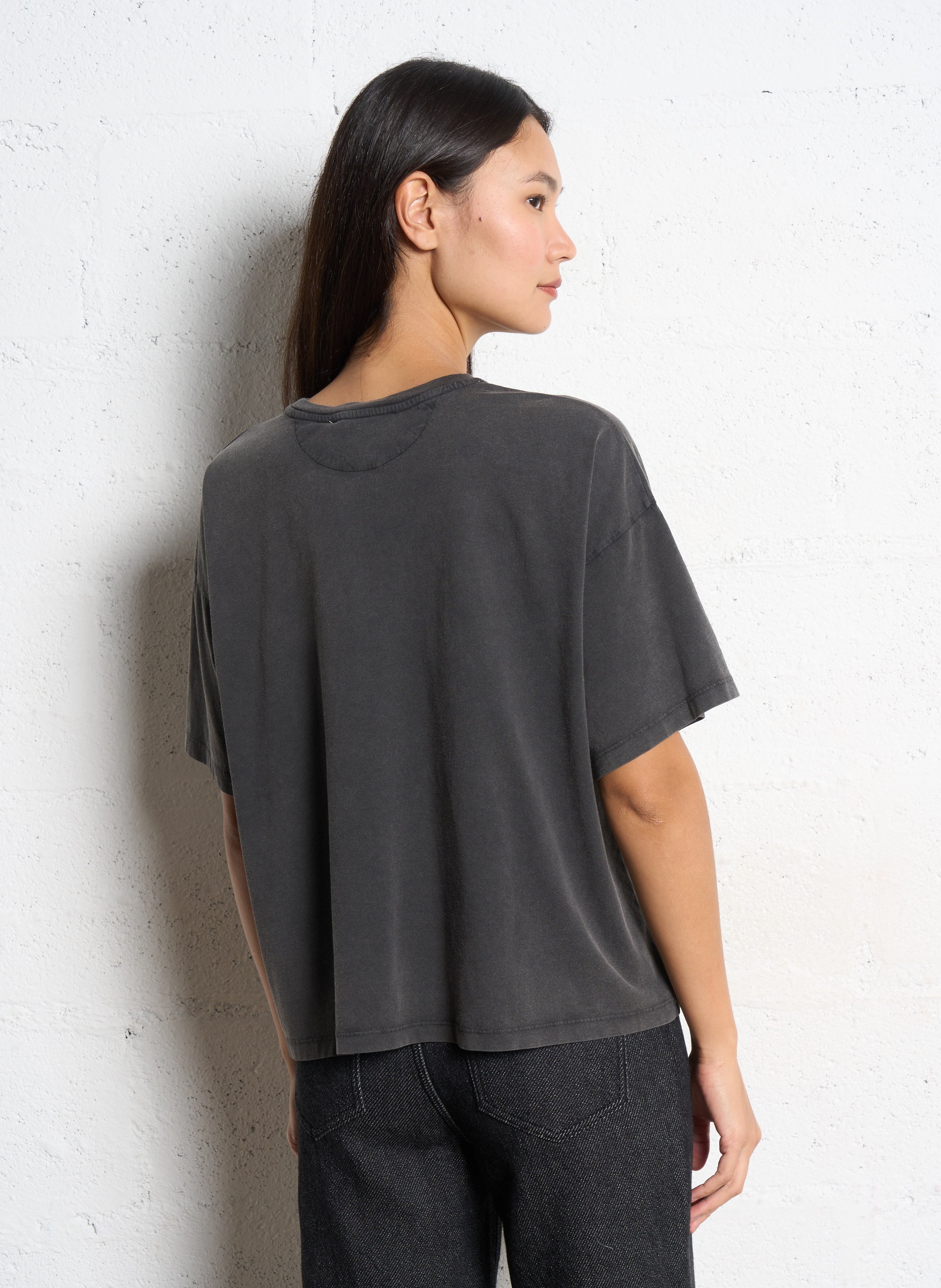 Oversized round-neck cotton T-shirt THE NEW SOCIETY Grey