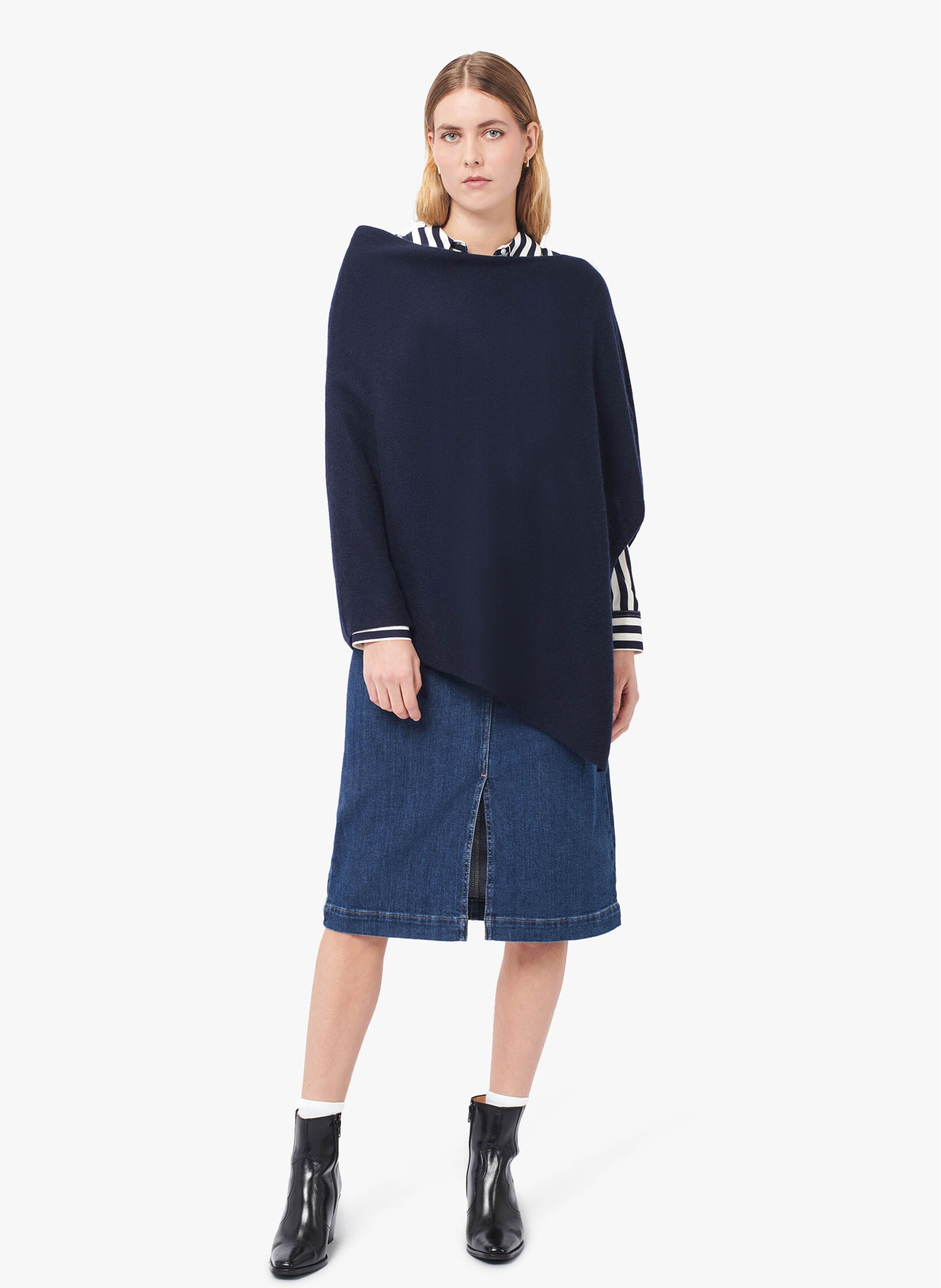 Poncho en cachemire CAROLL Bleu