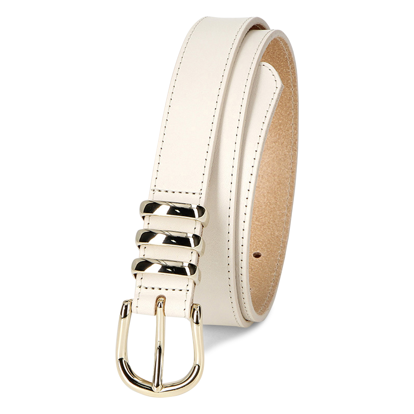 Glattleder-Gürtel mit Schnalle HERBERT FRERE SOEUR Beige