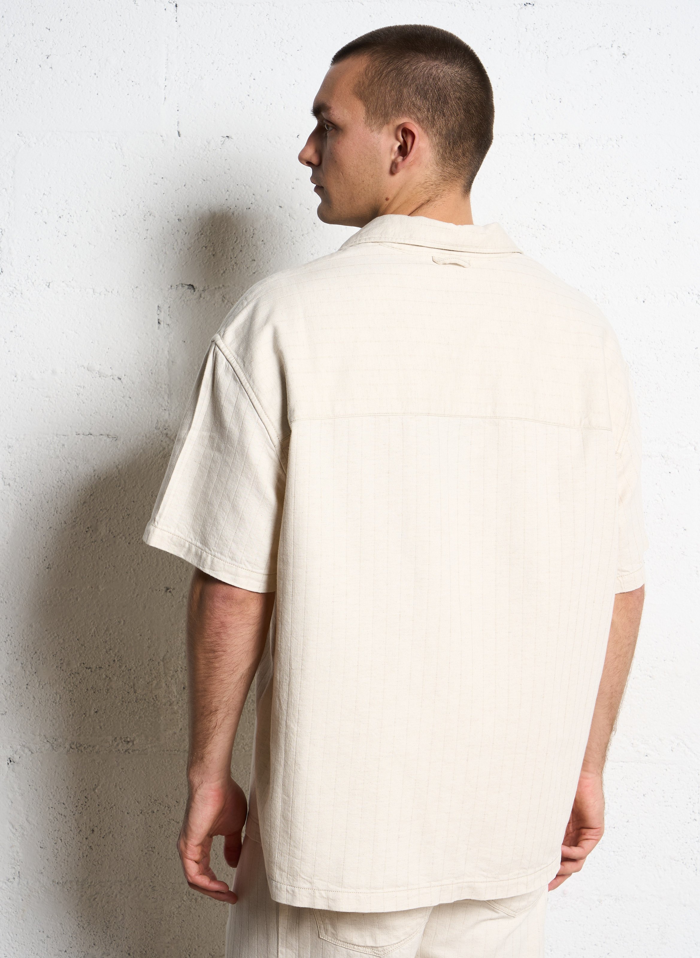 Cotton and linen shirt with classic collar IKKS White