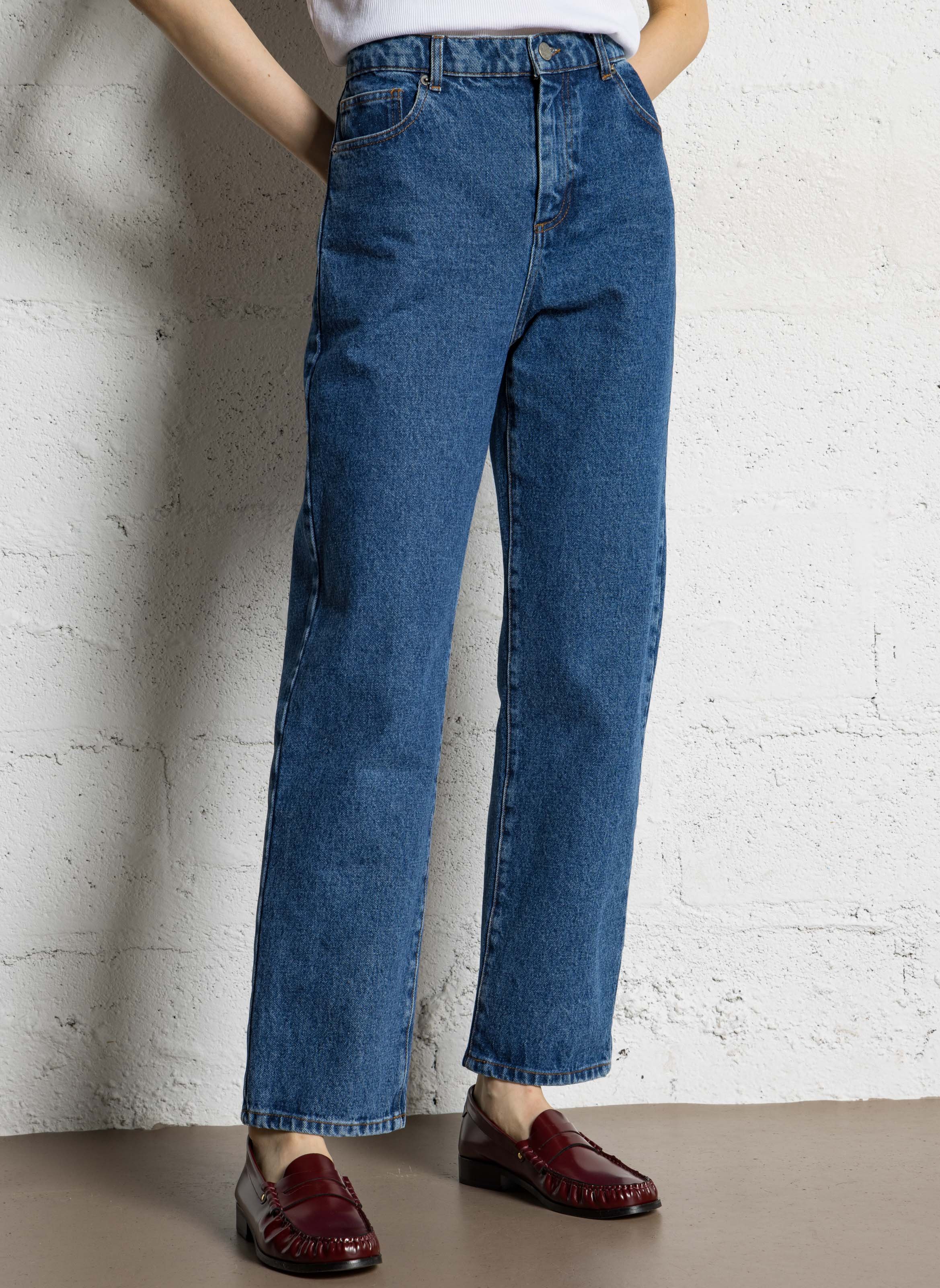 Jean droit en coton SOEUR Bleu