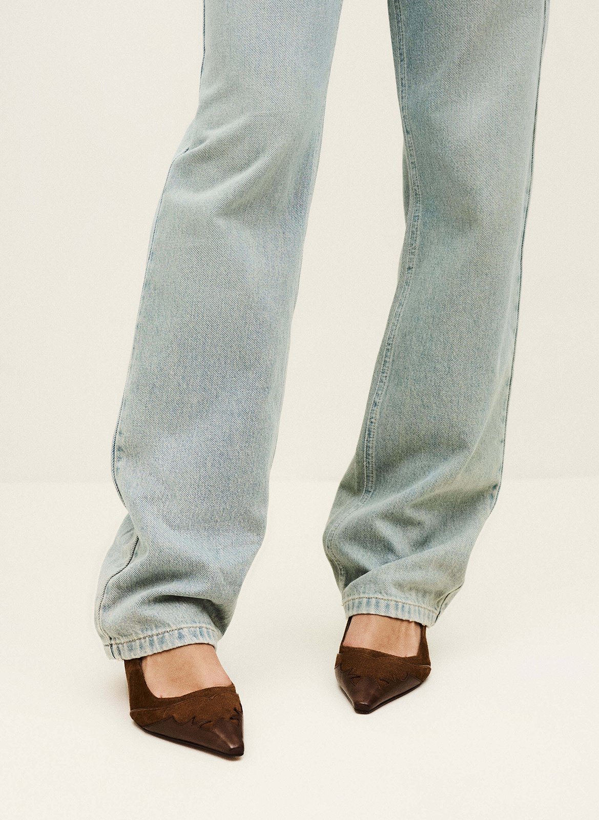 Escarpins pointus à talons en cuir BA&SH Marron