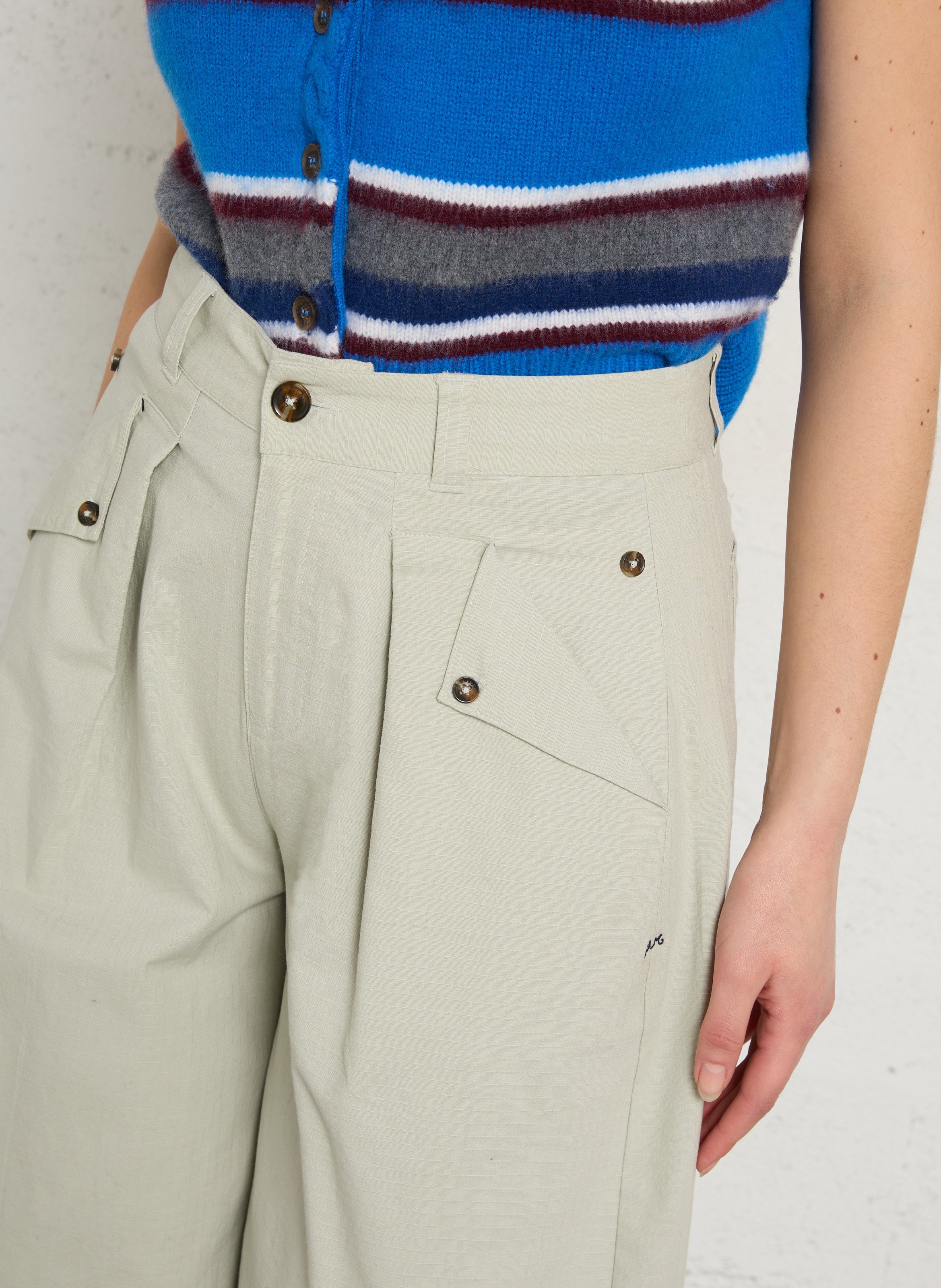 Wide-leg organic cotton-blend pants DAMSON MADDER Grey