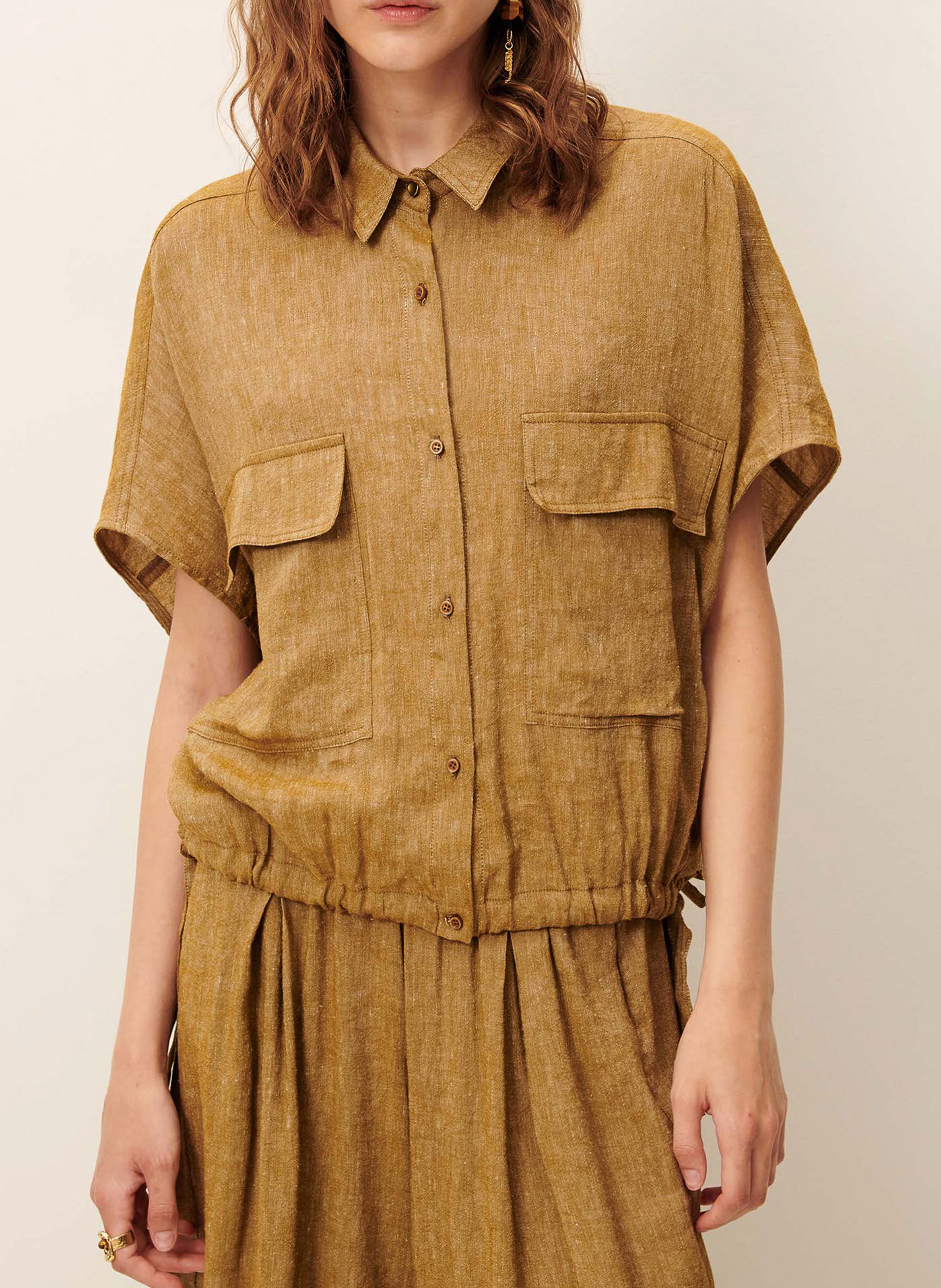 Oversized blouse met klassieke kraag SESSUN Kaki