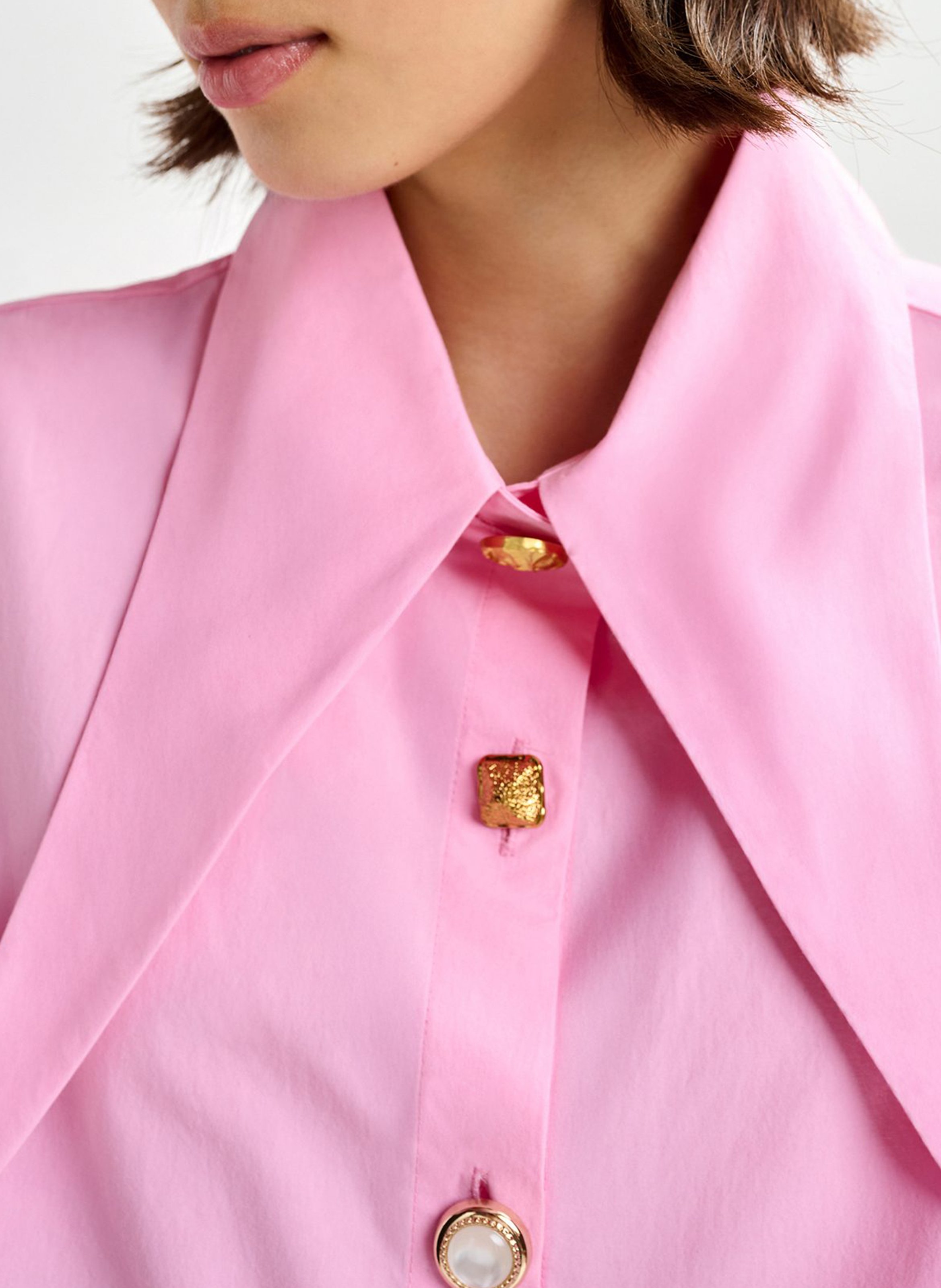 Oversized shirt with extended plain collar ESSENTIEL ANTWERP Pink