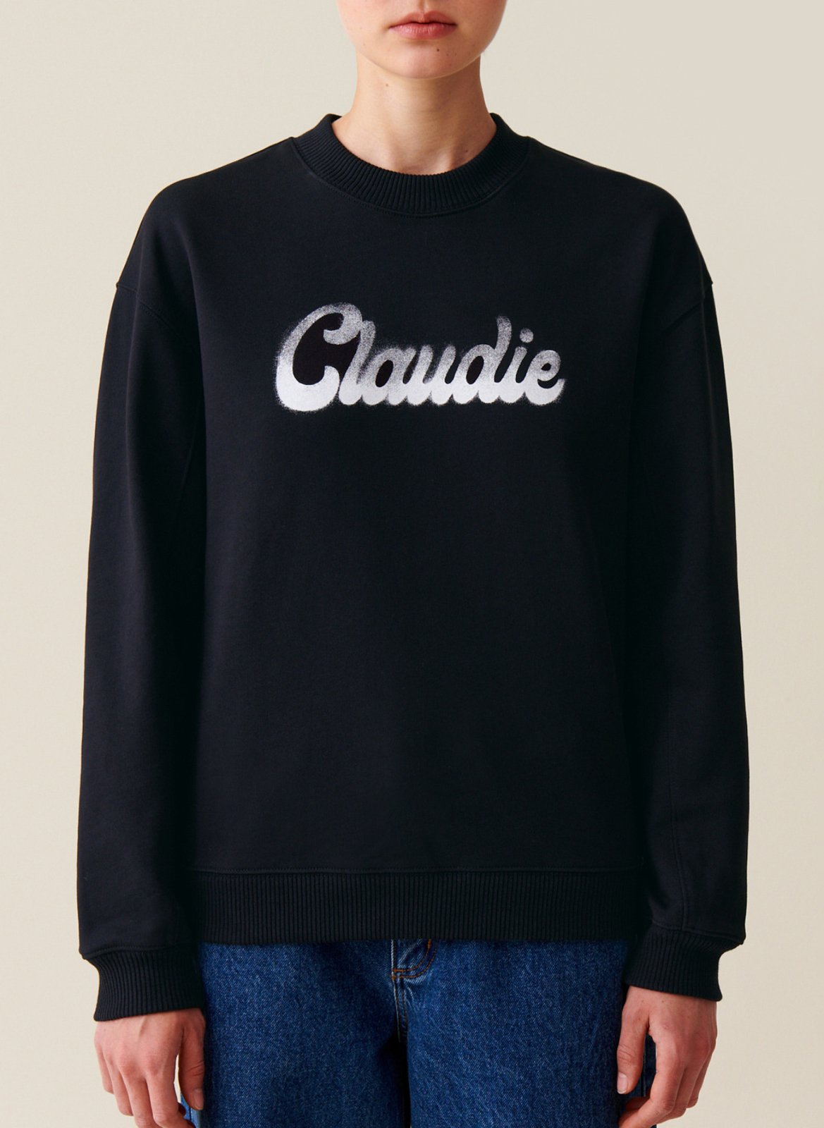Sweatshirt ample imprimé en coton CLAUDIE PIERLOT Bleu