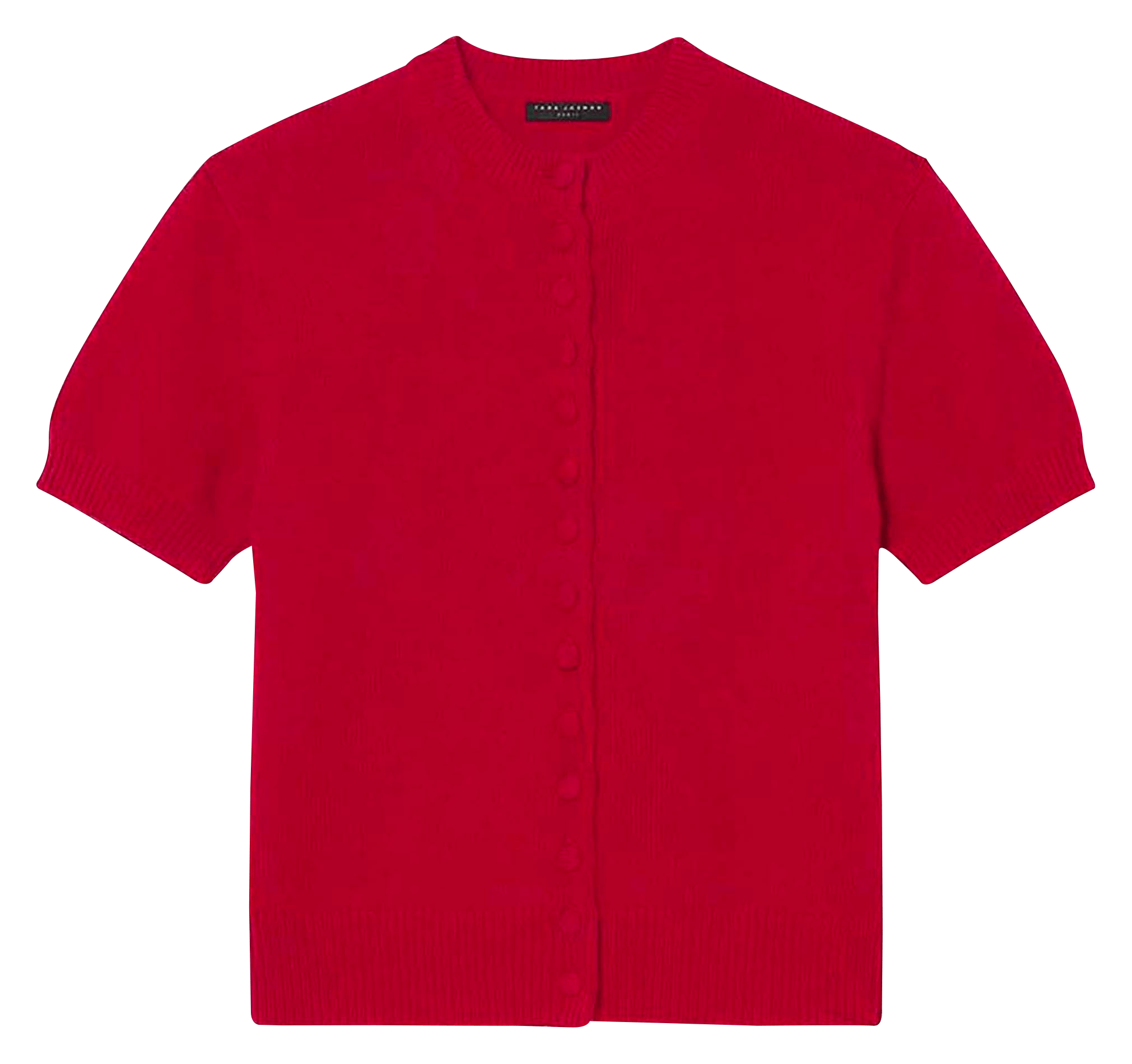 Rechte ronde hals vest van katoen en wol TARA JARMON Rood