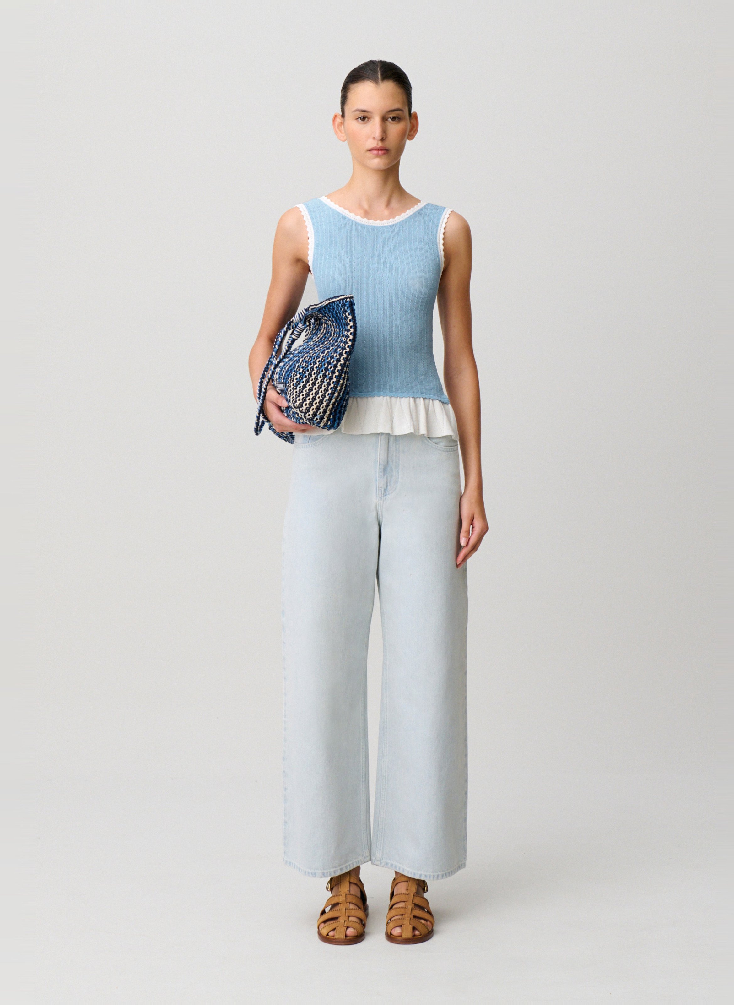 Fitted round-neck knit top CLAUDIE PIERLOT Blue