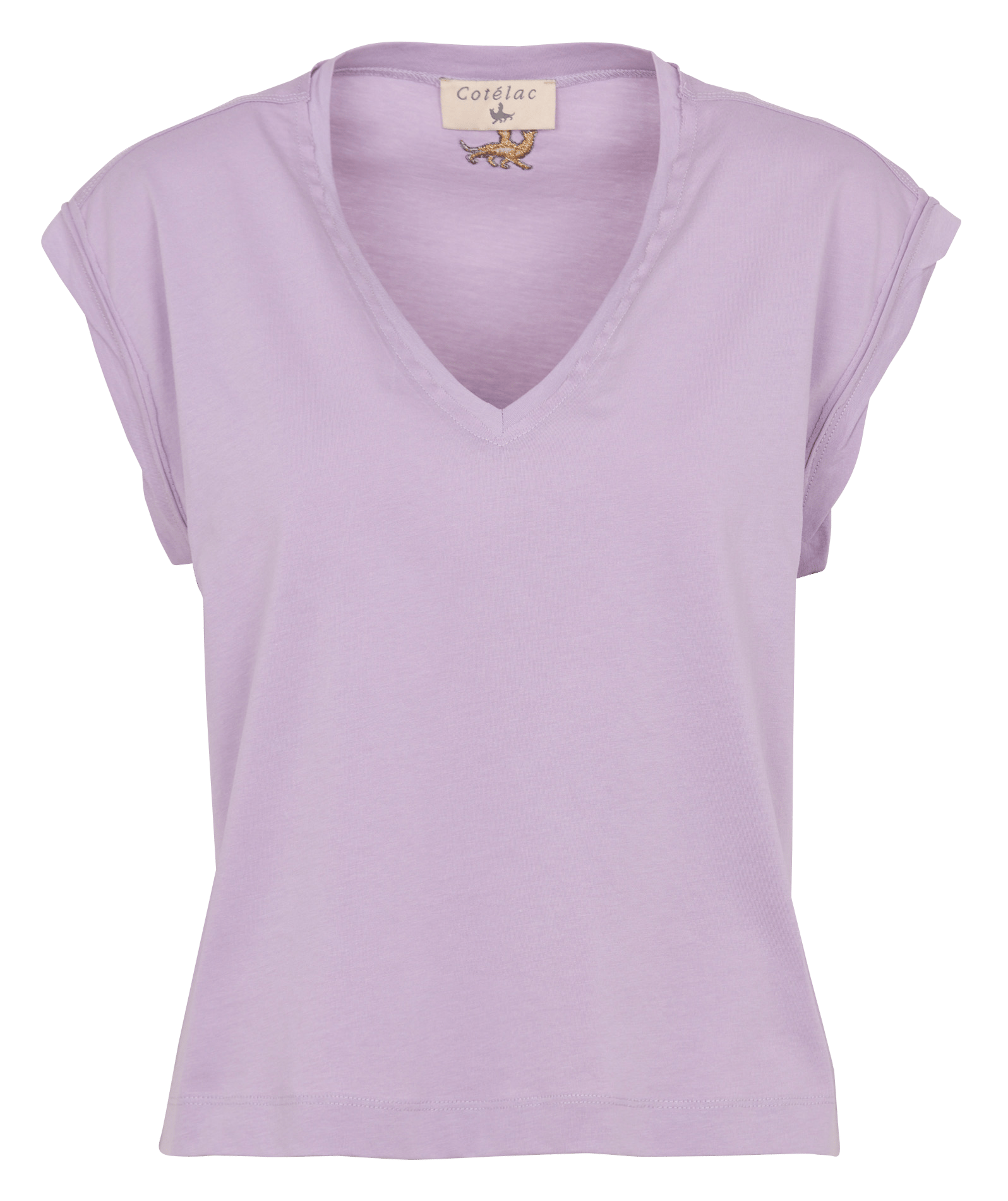 T-Shirt mit V-Ausschnitt aus Bio-Baumwolle COTELAC Violett