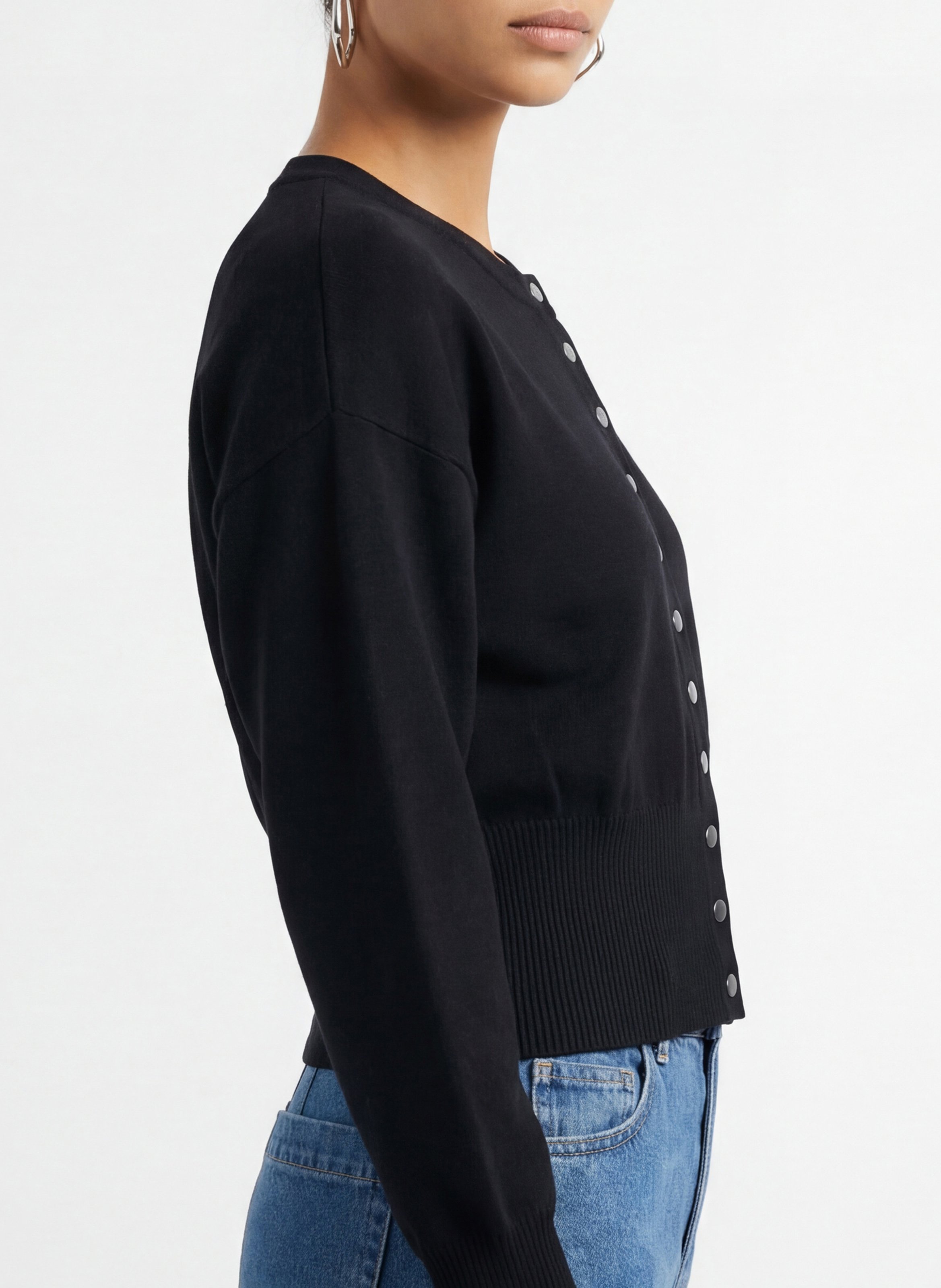 Cardigan cintré uni col rond KOOKAI Noir