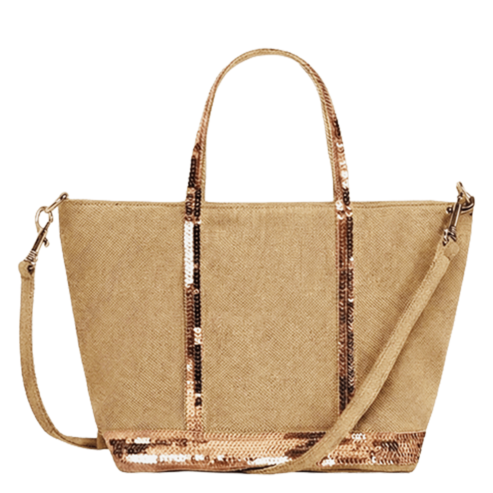 Cabas XS à sequins en lin VANESSA BRUNO Marron