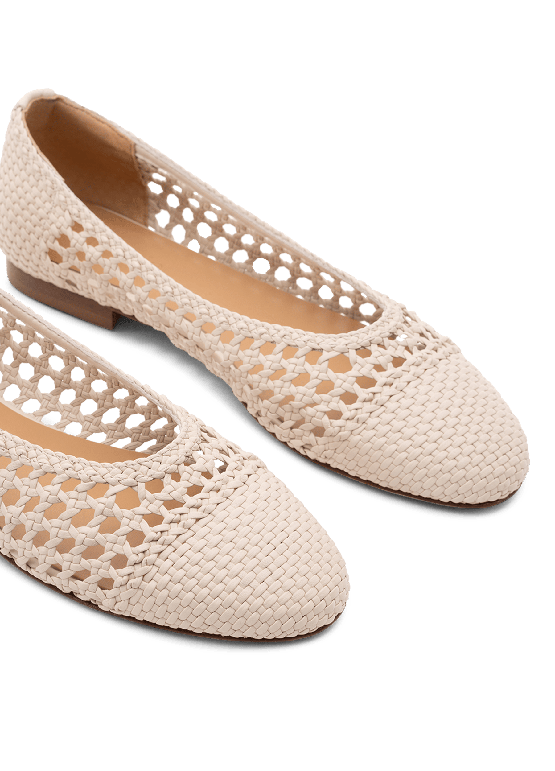 Braided nappa leather ballet flats in latte PARALLELE PARIS White