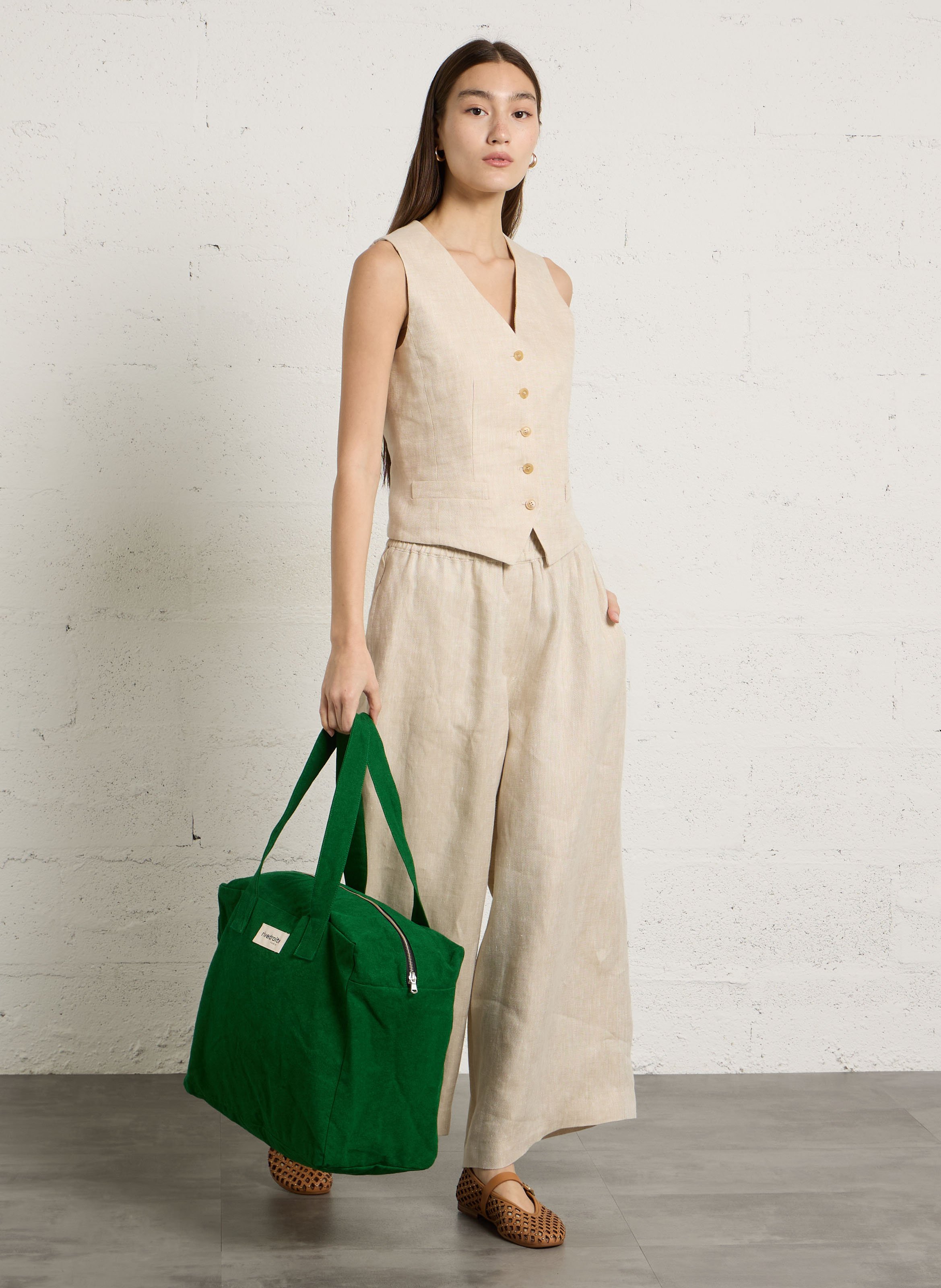 Sac week-end en coton recyclé mélangé RIVEDROITE PARIS Vert