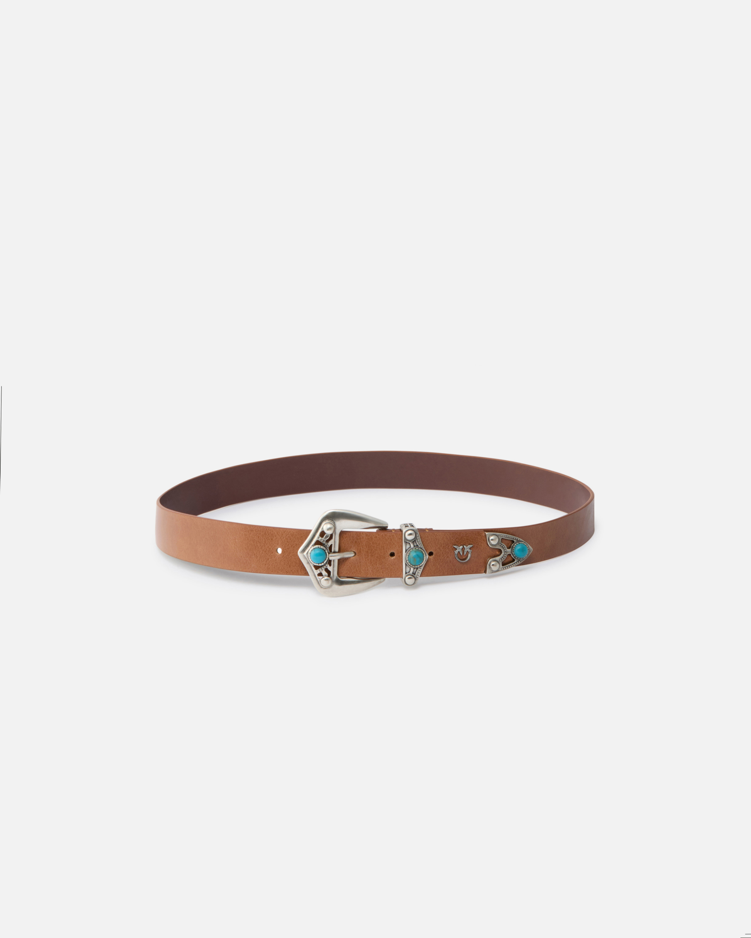 3 cm leather belt with turquoise stones PINKO Multicolored