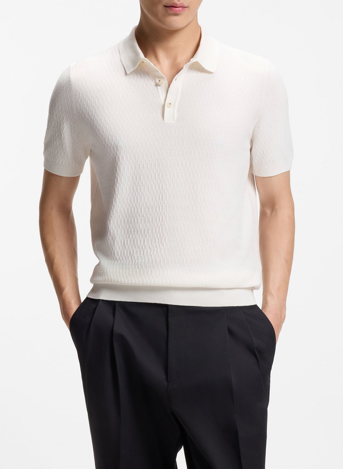Straight cotton-blend polo shirt BOSS Beige