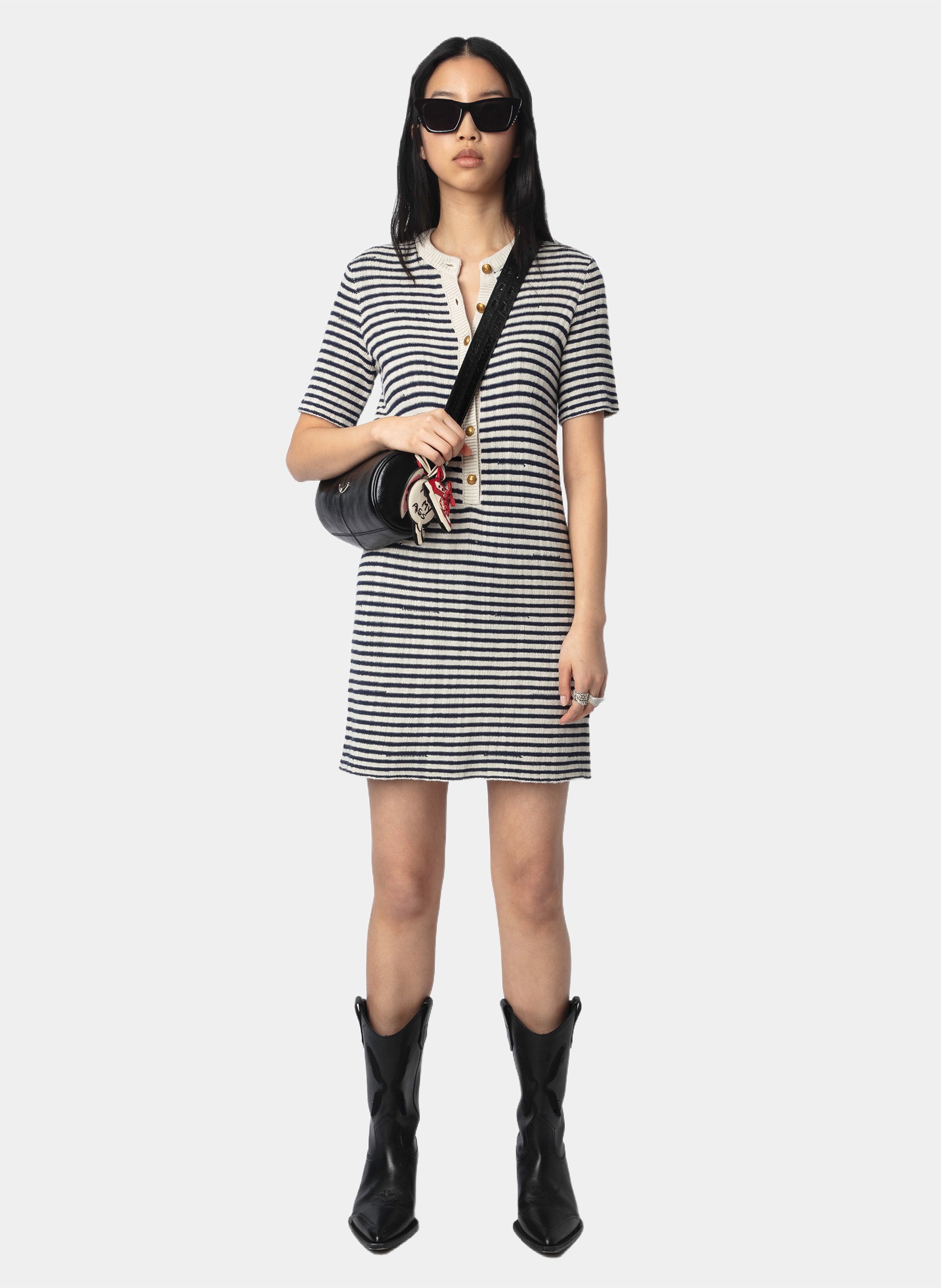 Robe courte col rond à rayures ZADIG&VOLTAIRE Bleu