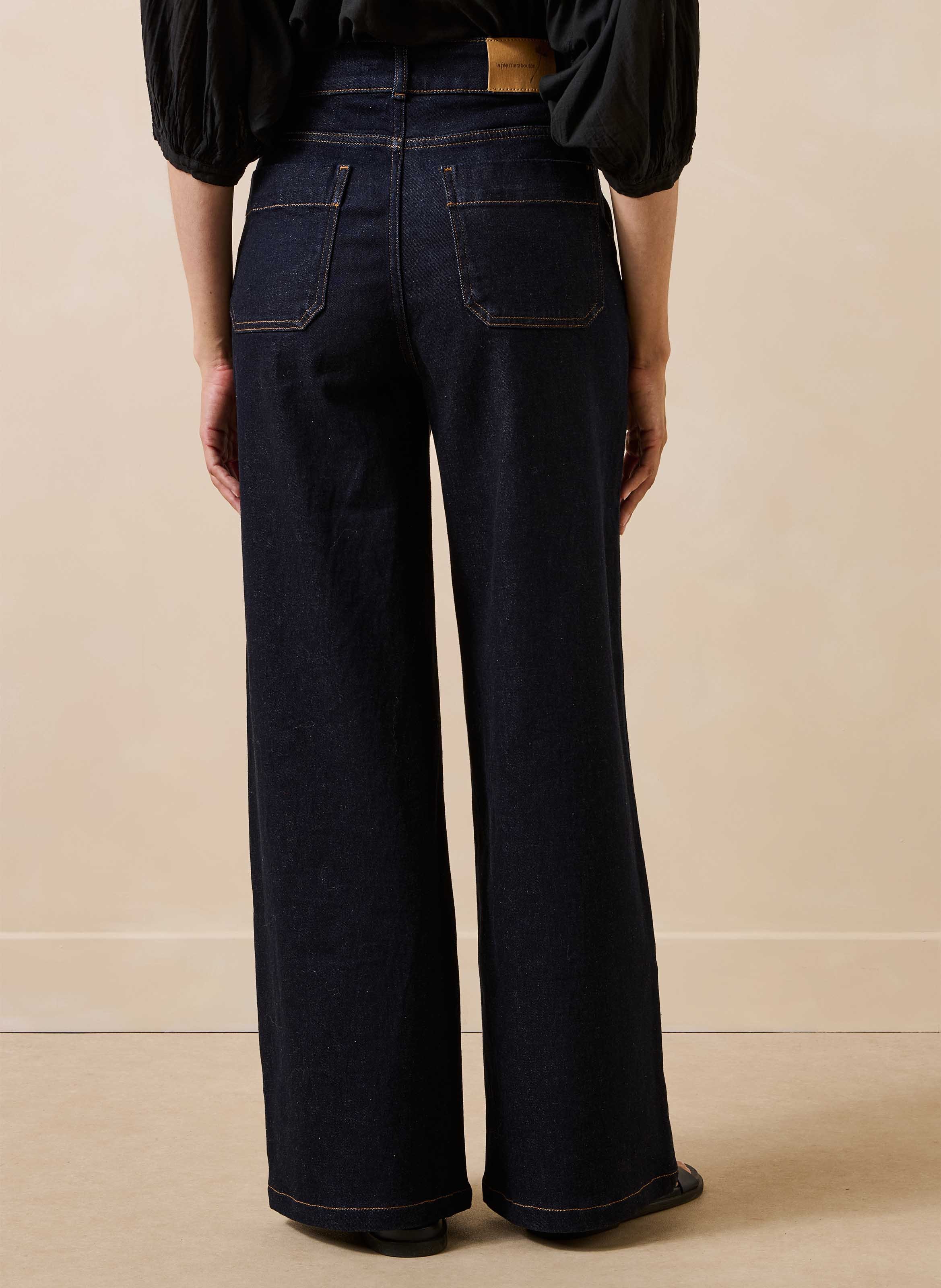 Jean large en coton bio mélangé LA FEE MARABOUTEE Bleu