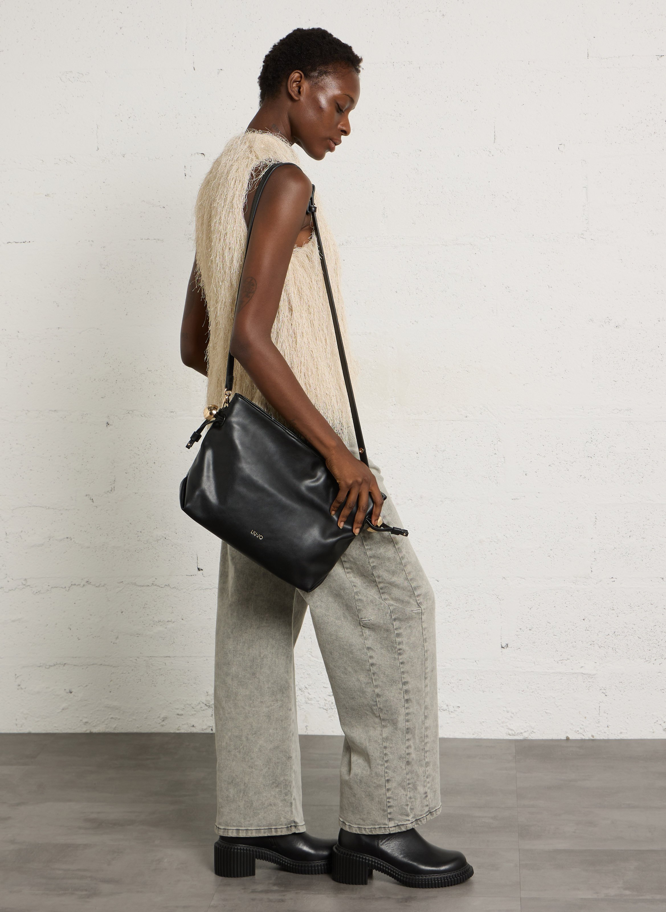Leather-look shoulder bag LIU JO Black