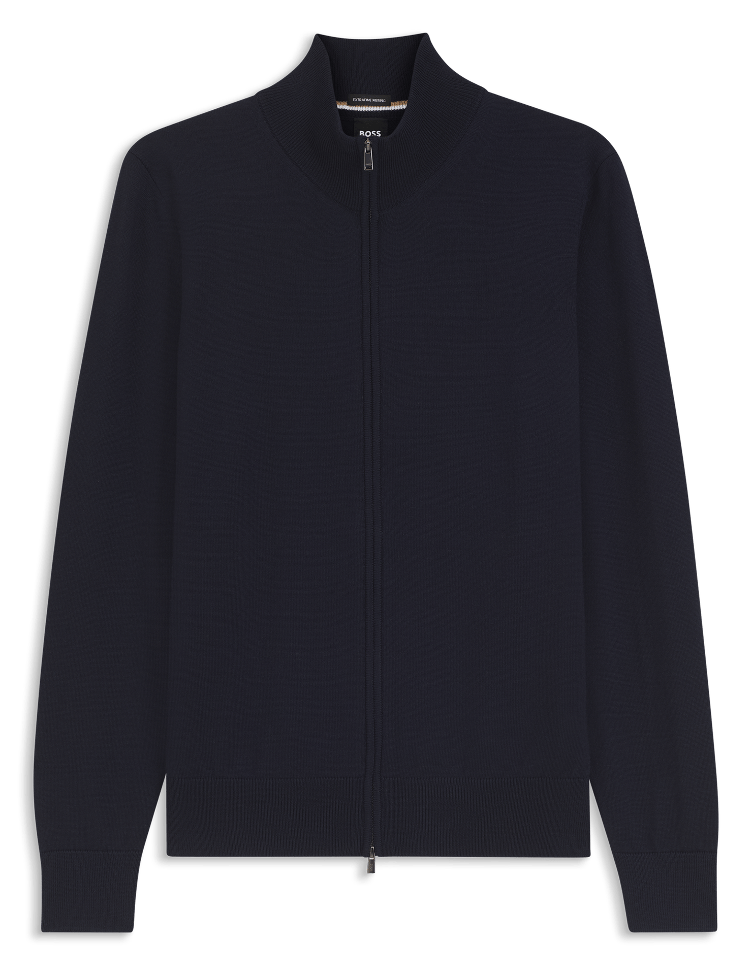 Pull zippé en laine mérinos BOSS Bleu