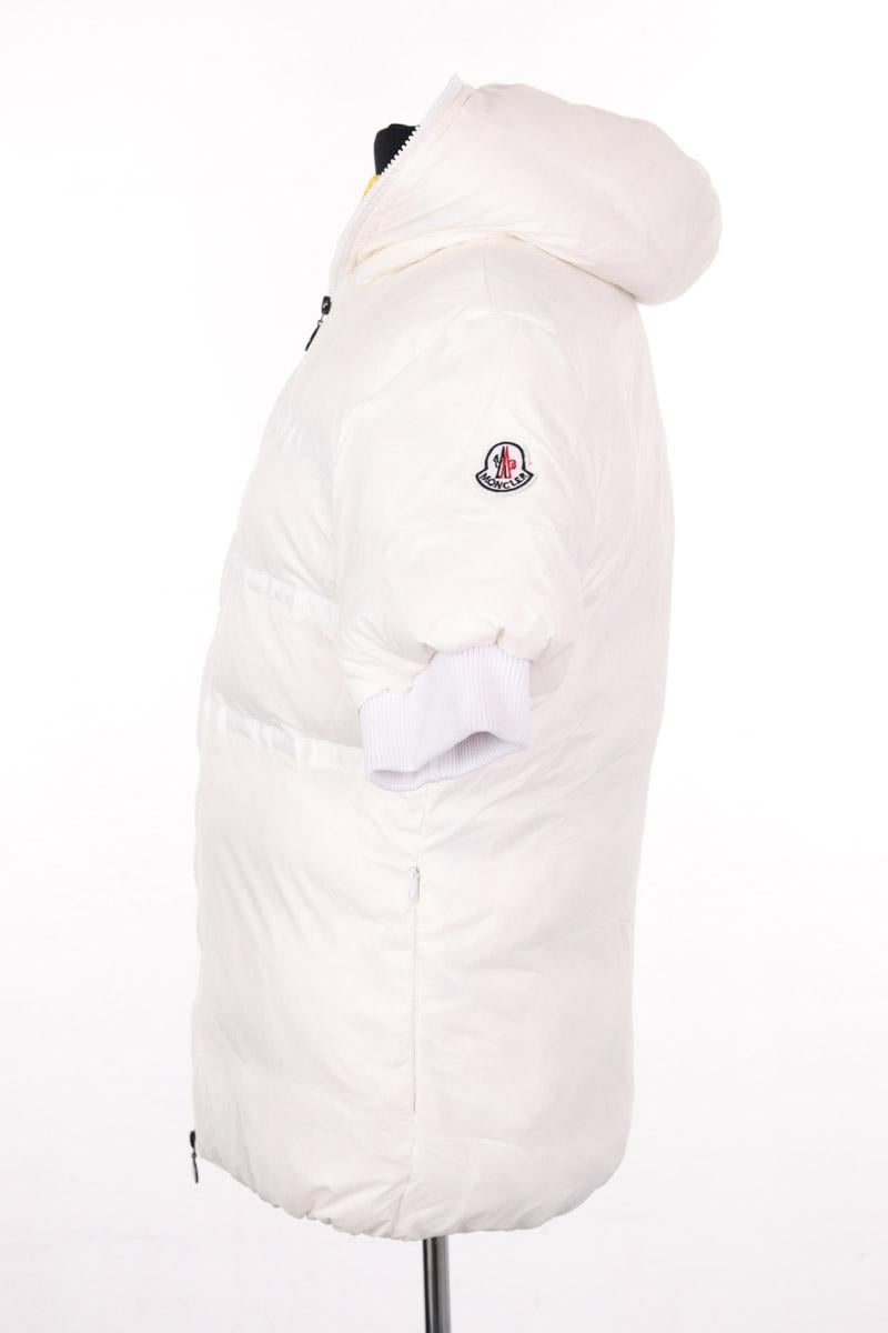 Zipped high-neck colorblock padded jacket with hood MONCLER - Seconde Main White
