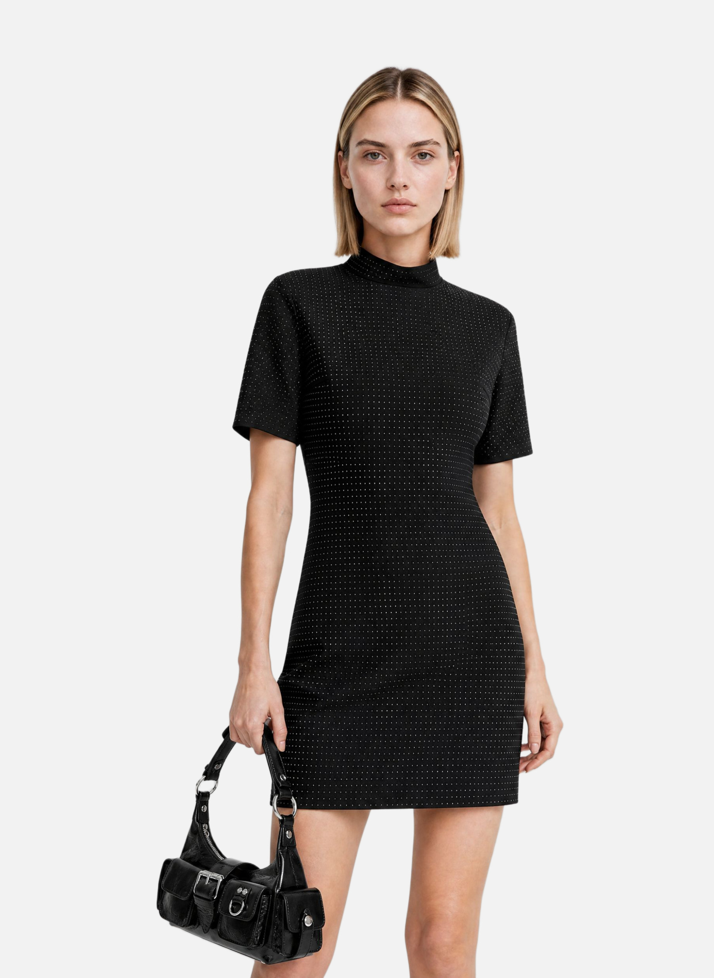 Short rhinestone-embellished dress THE KOOPLES Black