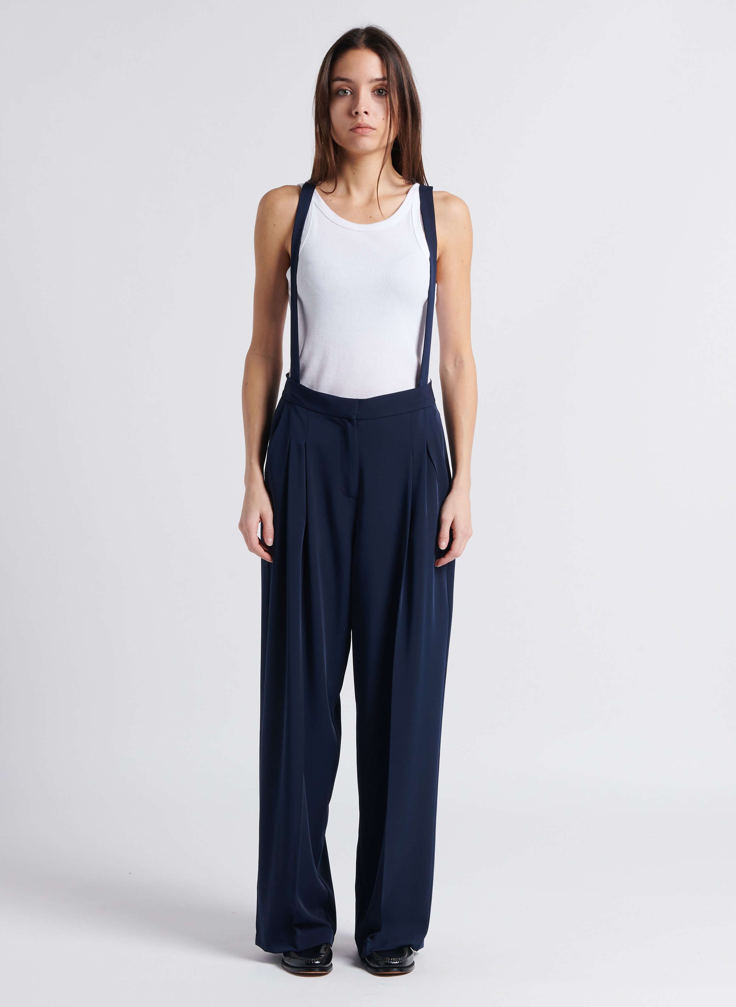 Wijde broek met bretels Blauw