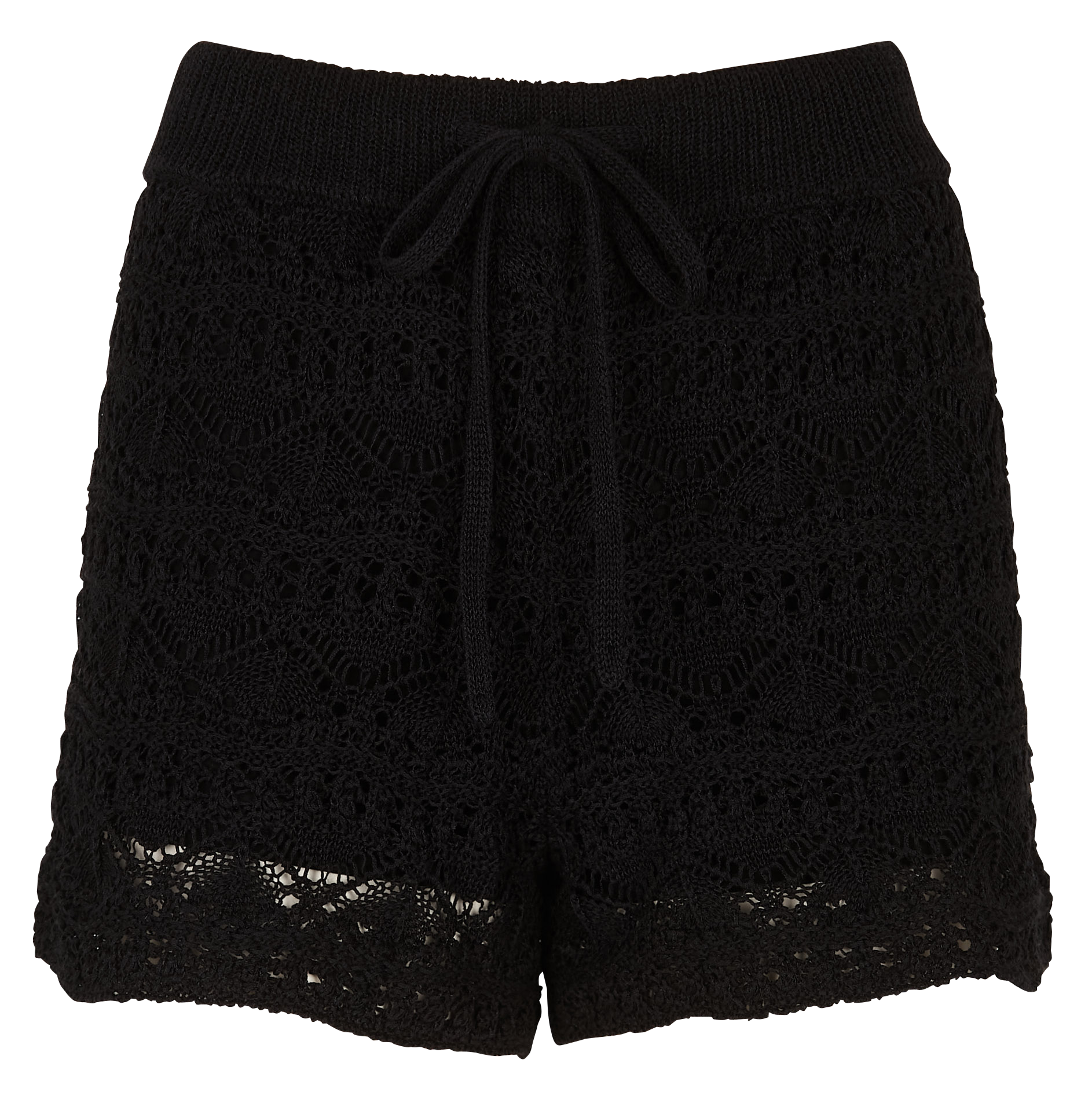 Straight linen and cotton-blend shorts Black