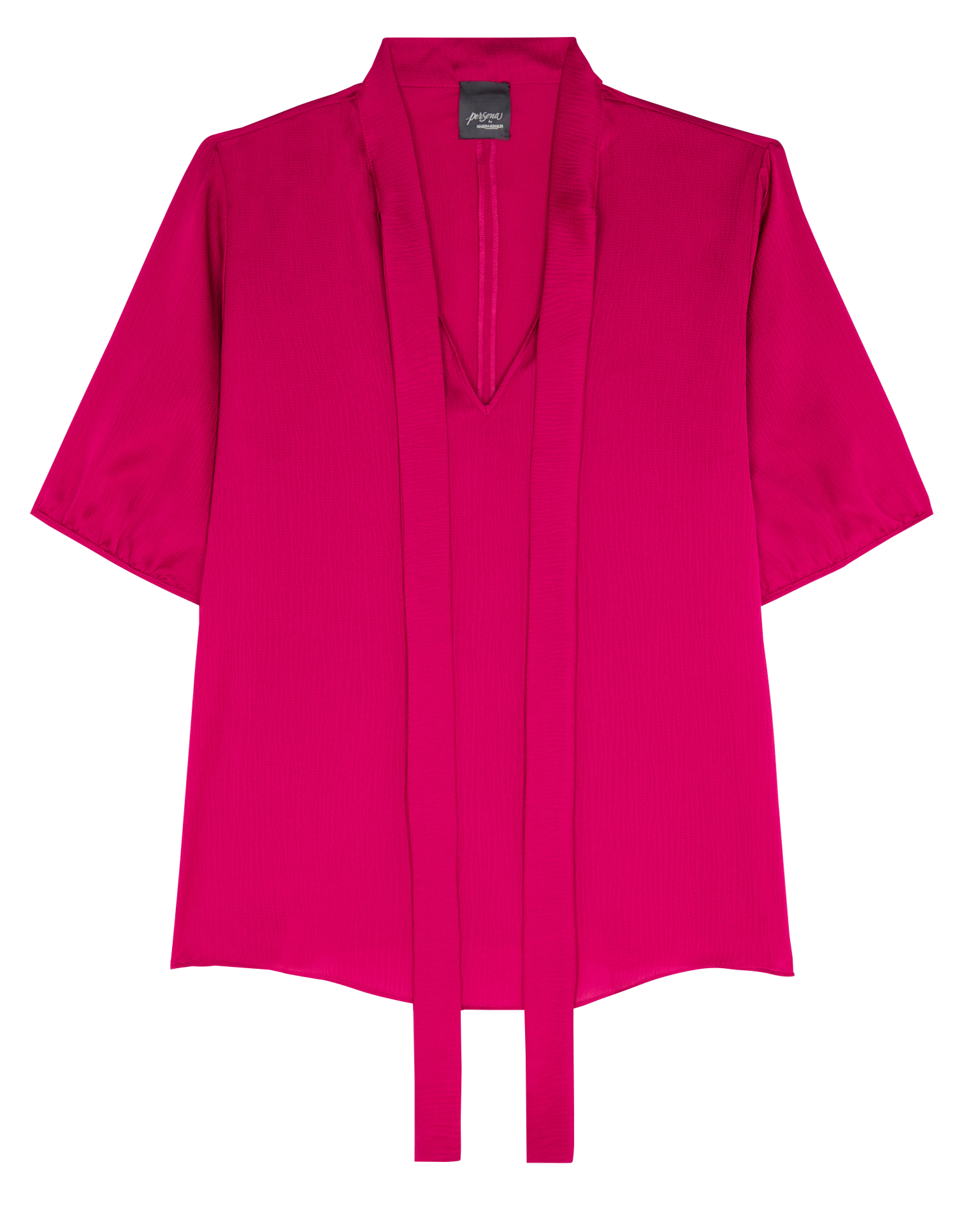 Loose-fit V-neck blouse with tie PERSONA by Marina Rinaldi Pink
