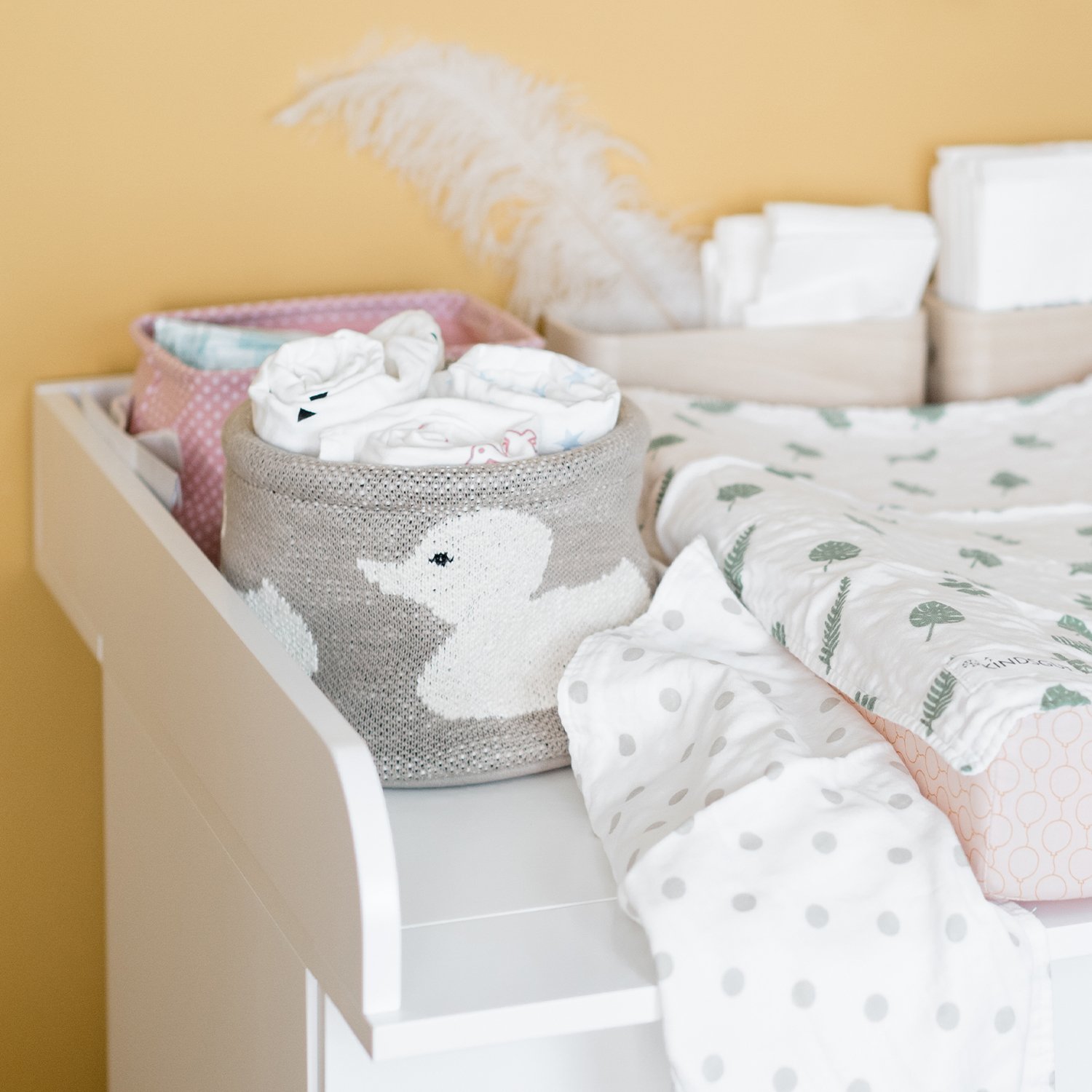 Small cotton storage basket KINDSGUT White