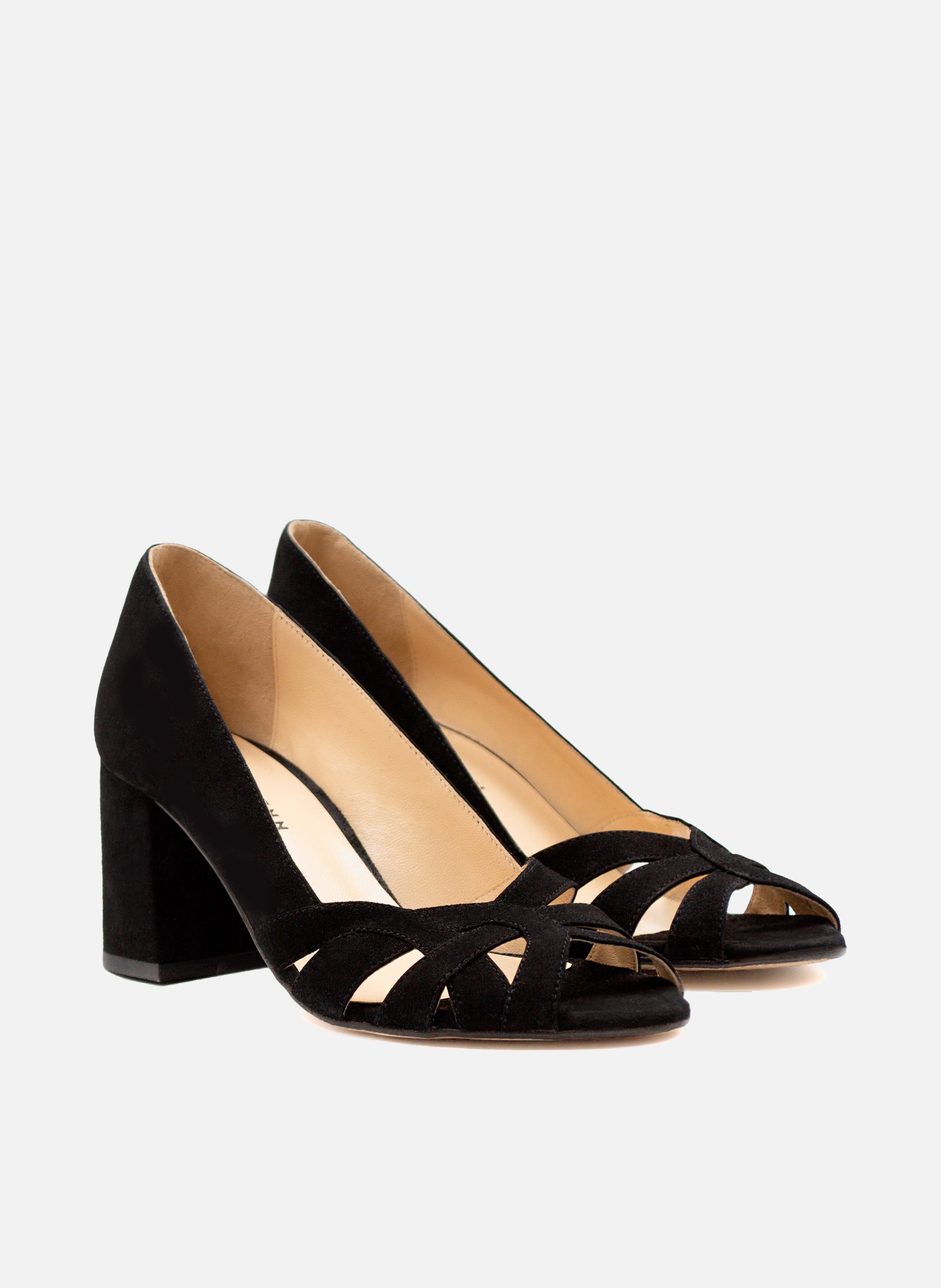 Suede Leather Cutout Pumps JULES & JENN Black