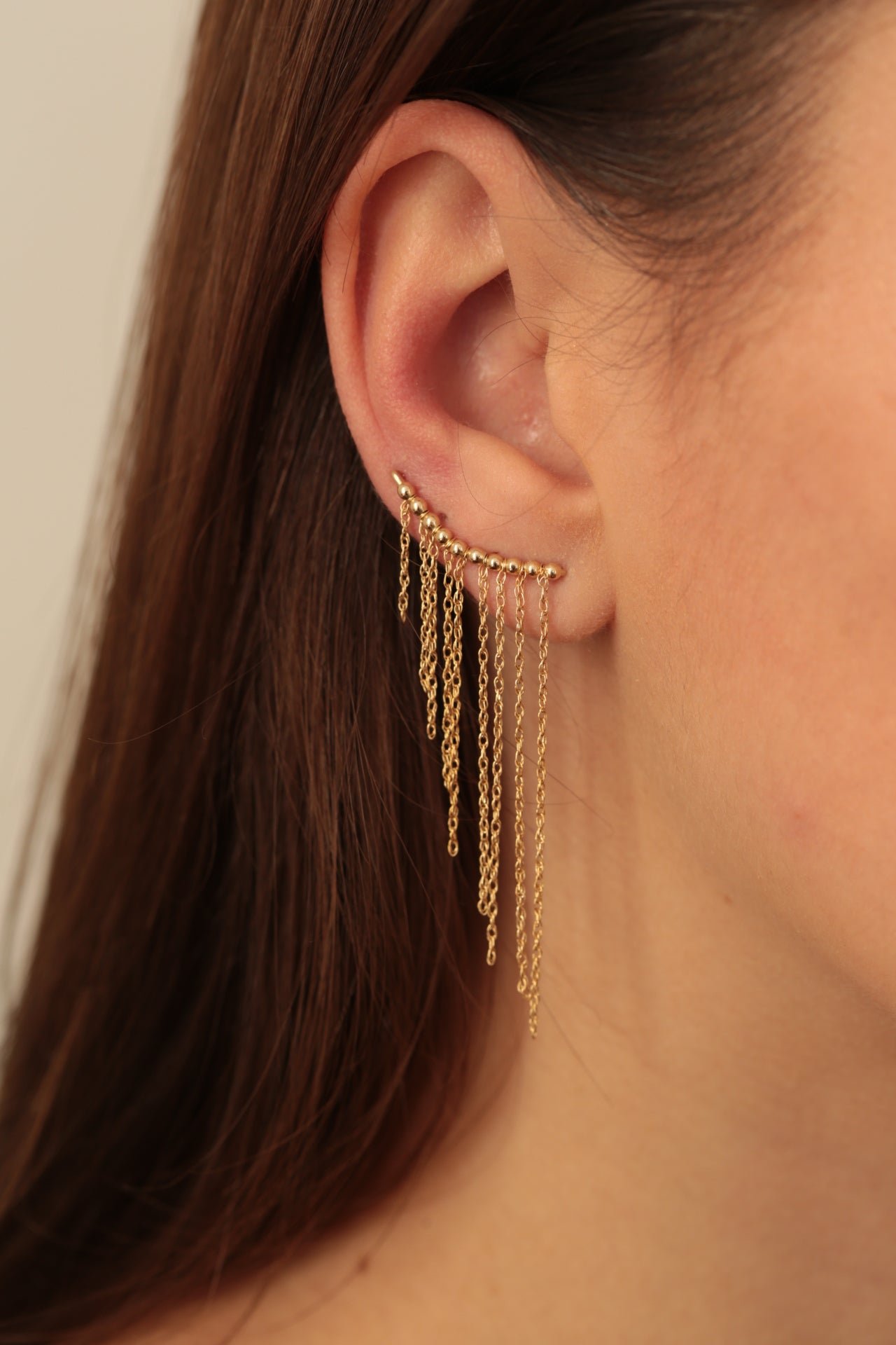 Large fringe ear climber YAY Golden