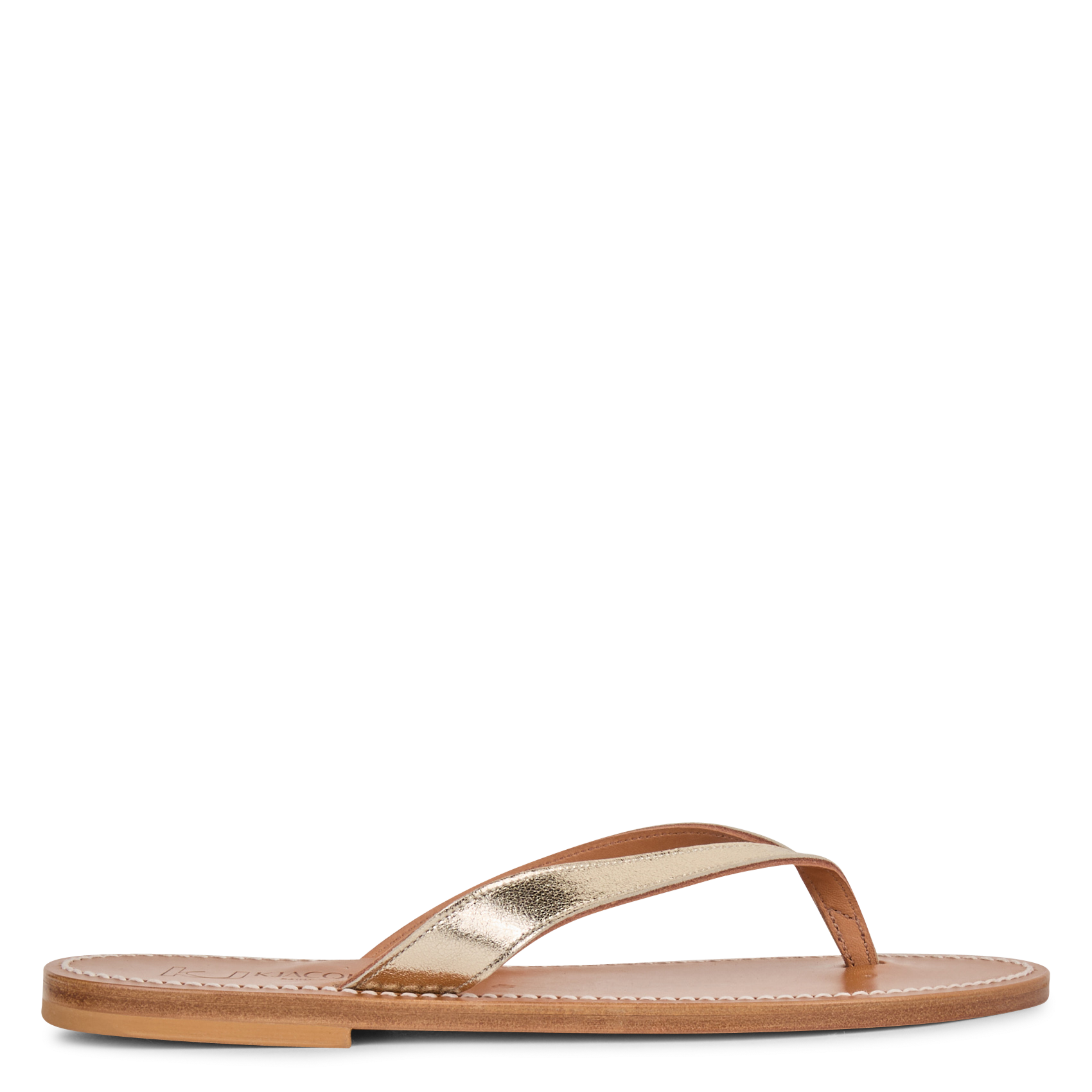 Tongs à paillettes en cuir K JACQUES Doré